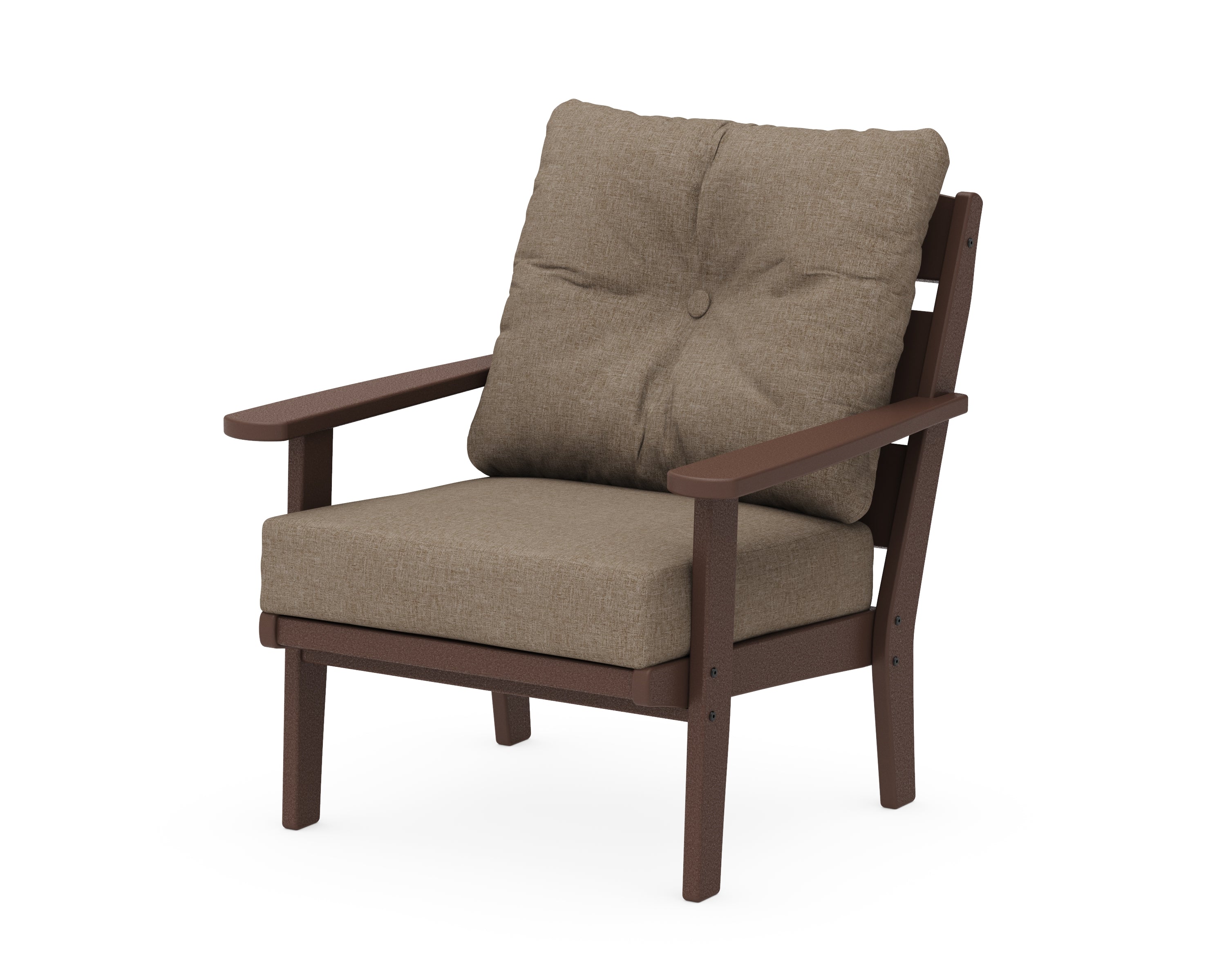 POLYWOOD® Lakeside Deep Seating Chair in Mahogany / Spiced Burlap