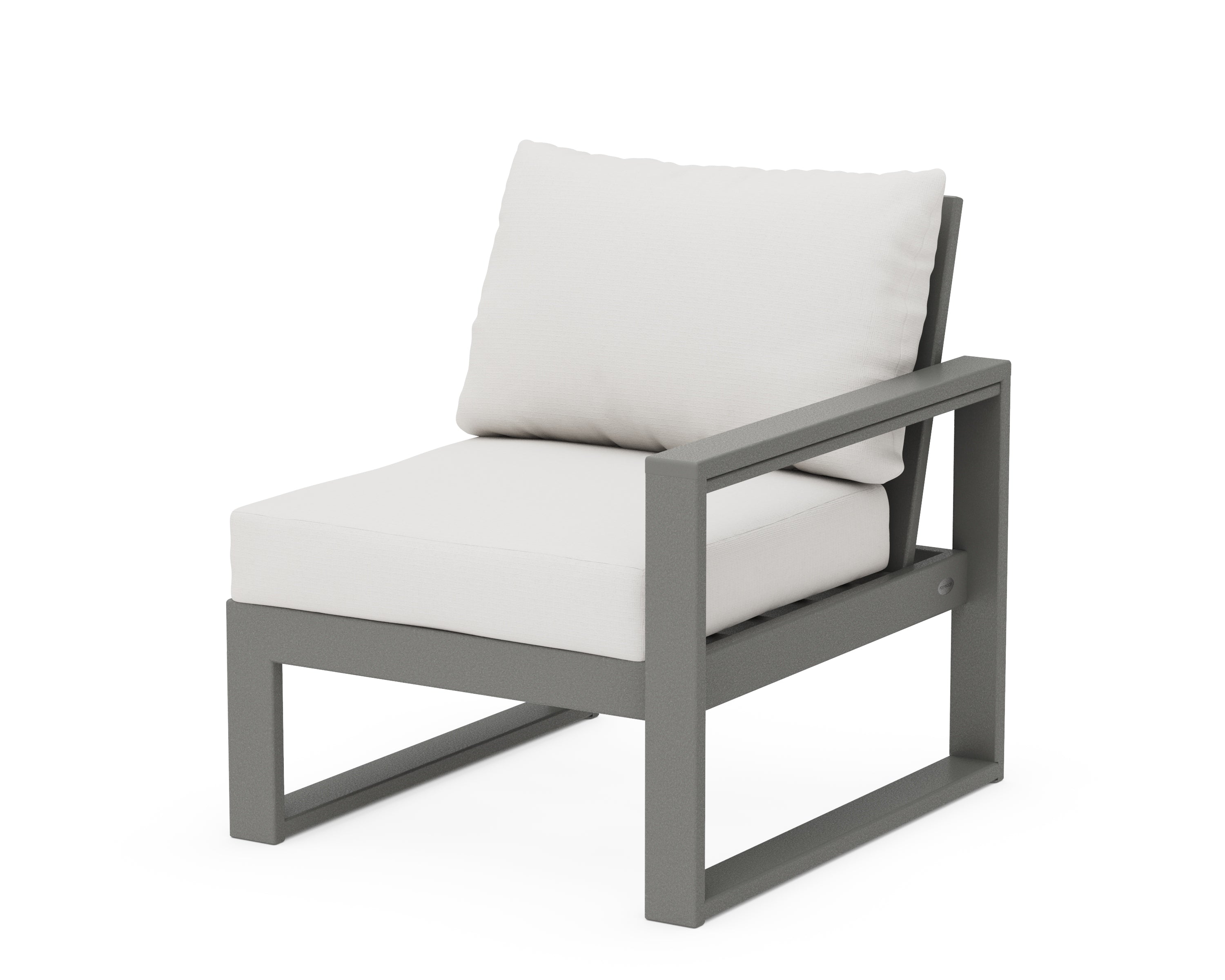 POLYWOOD® EDGE Modular Right Arm Chair in Slate Grey / Natural Linen