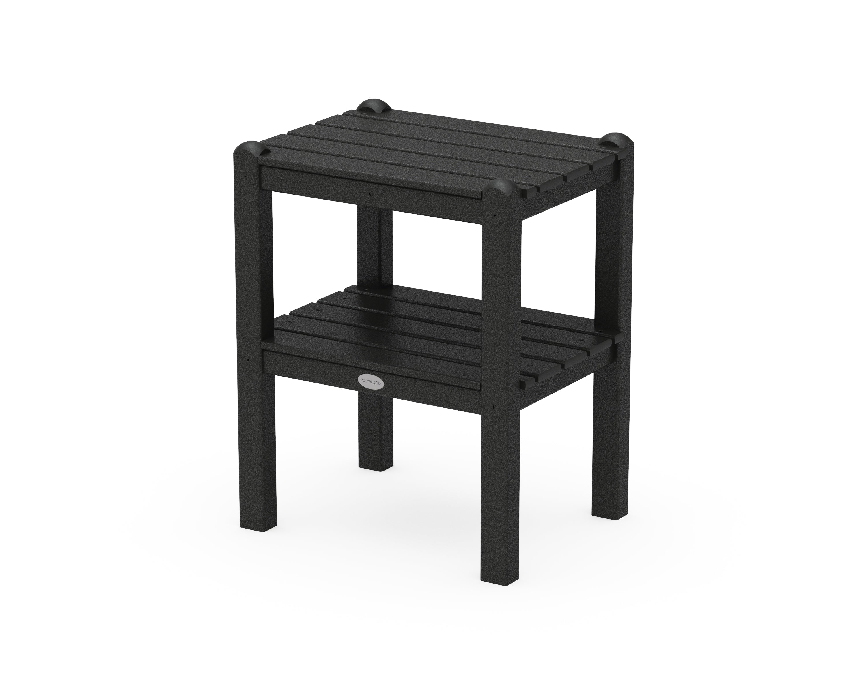 POLYWOOD® Two Shelf Side Table in Black