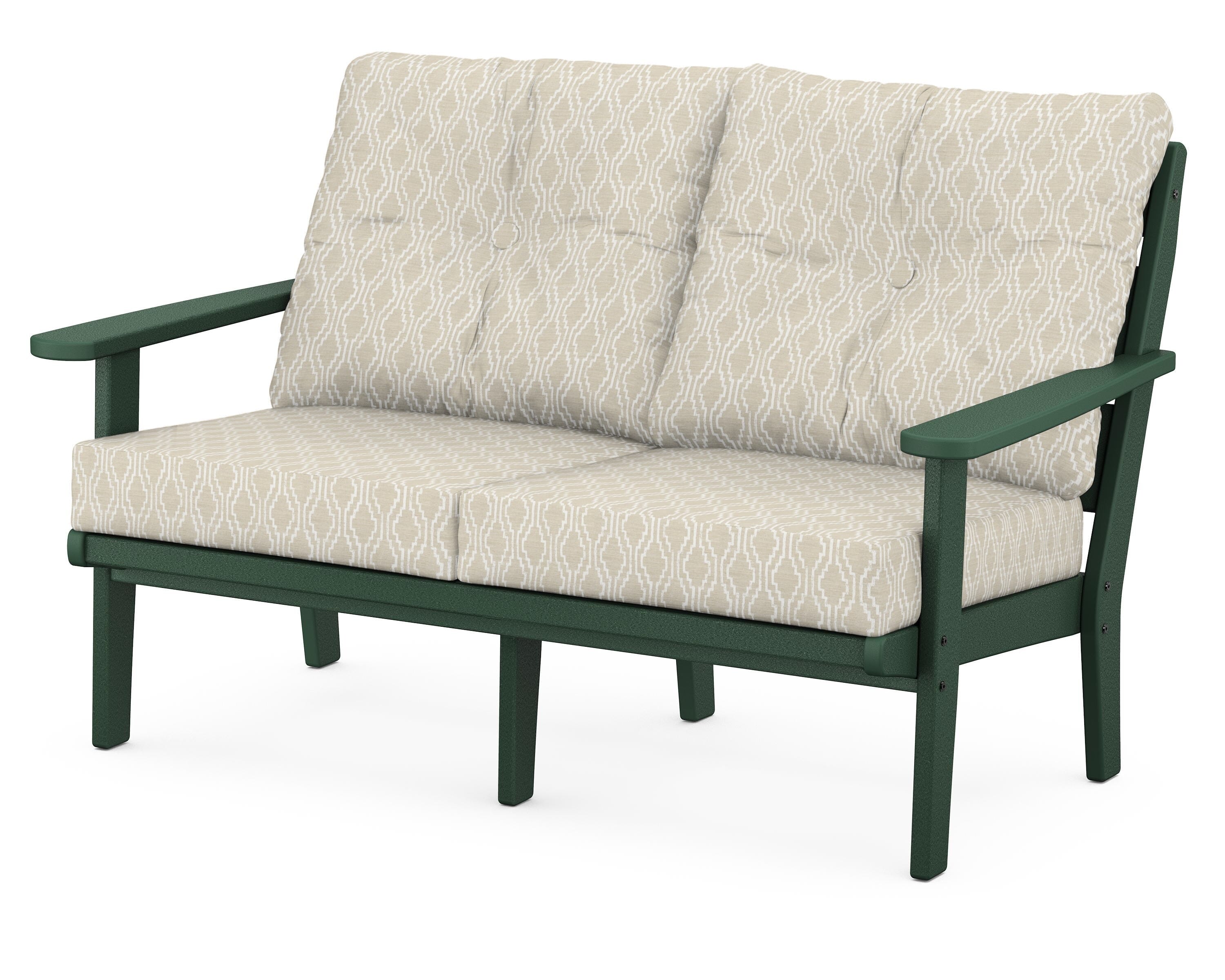 POLYWOOD® Lakeside Deep Seating Loveseat in Green / Solve Linen