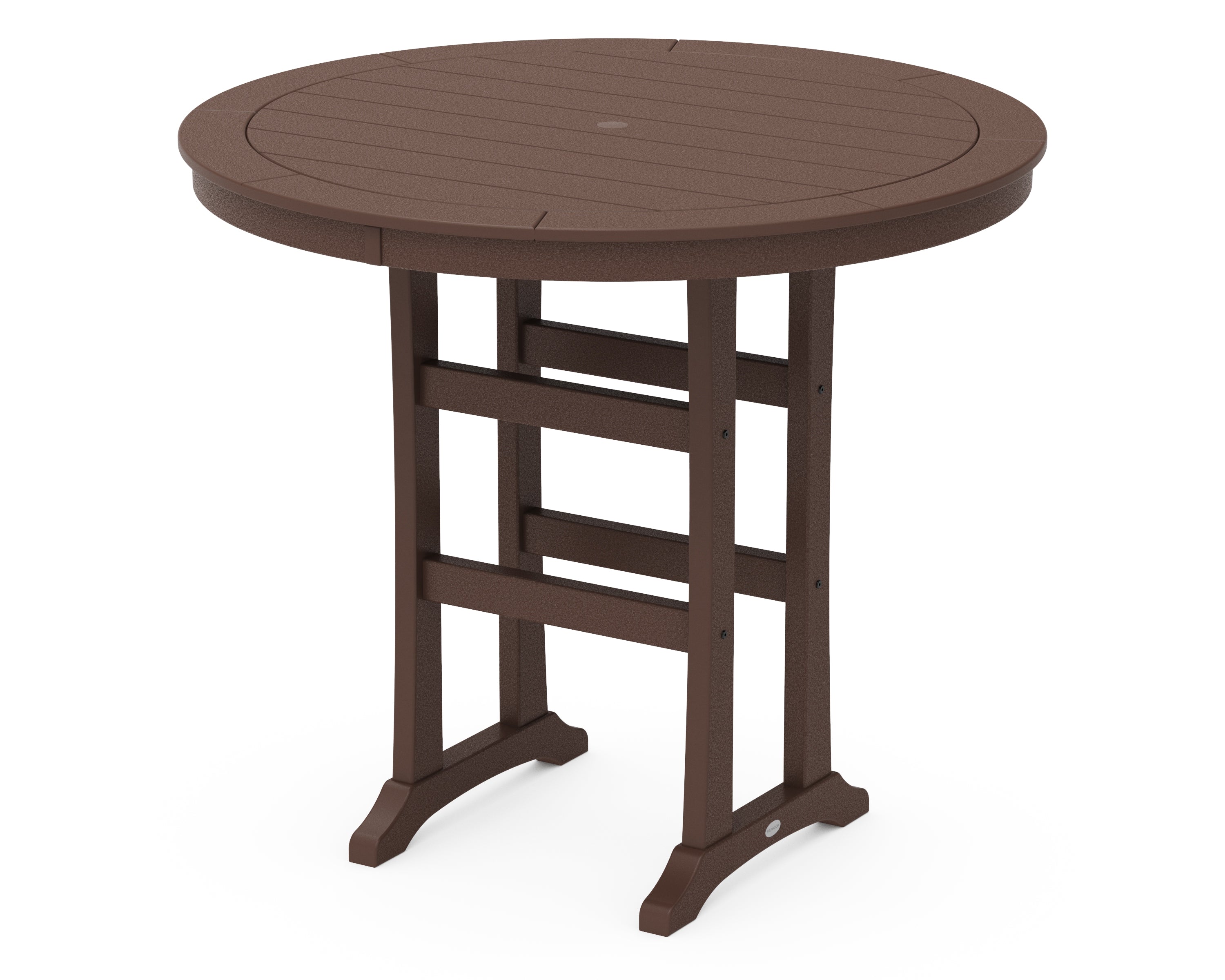 POLYWOOD® Nautical Trestle 48" Round Bar Table in Mahogany