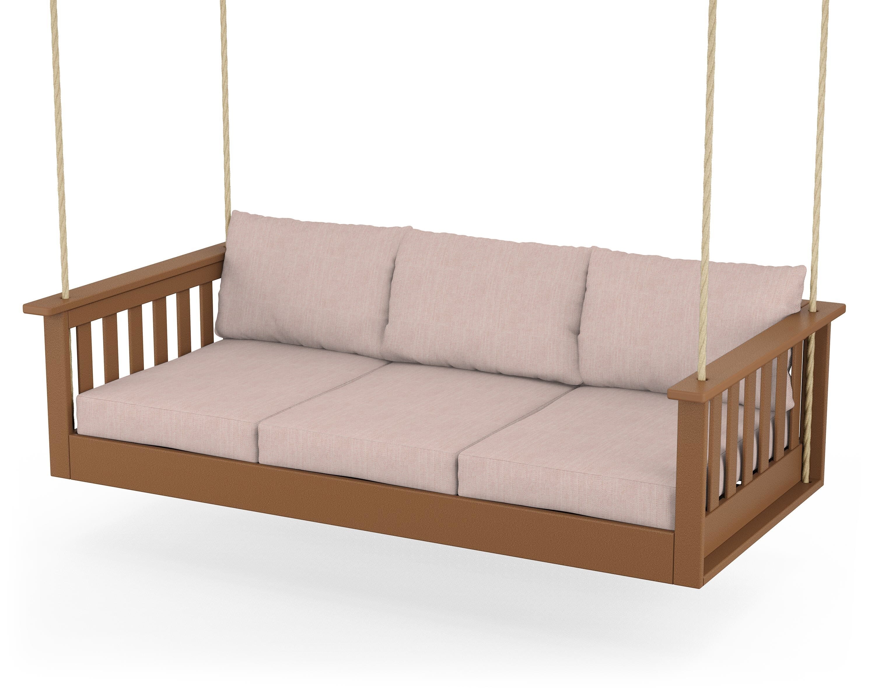 POLYWOOD® Vineyard Daybed Swing in Teak / Play Cameo