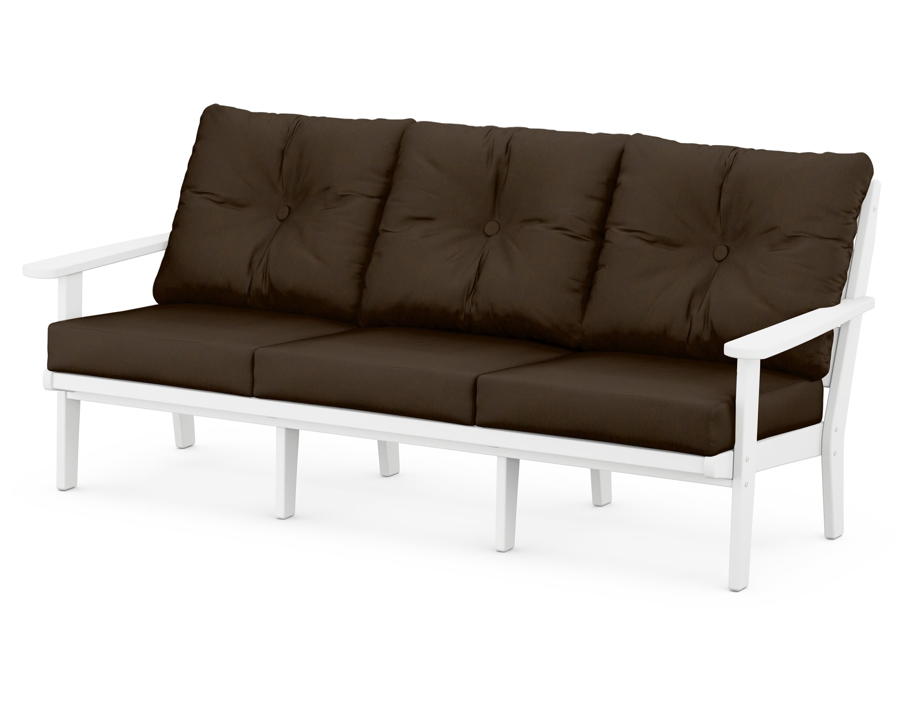 POLYWOOD® Lakeside Deep Seating Sofa in White / Canvas Java