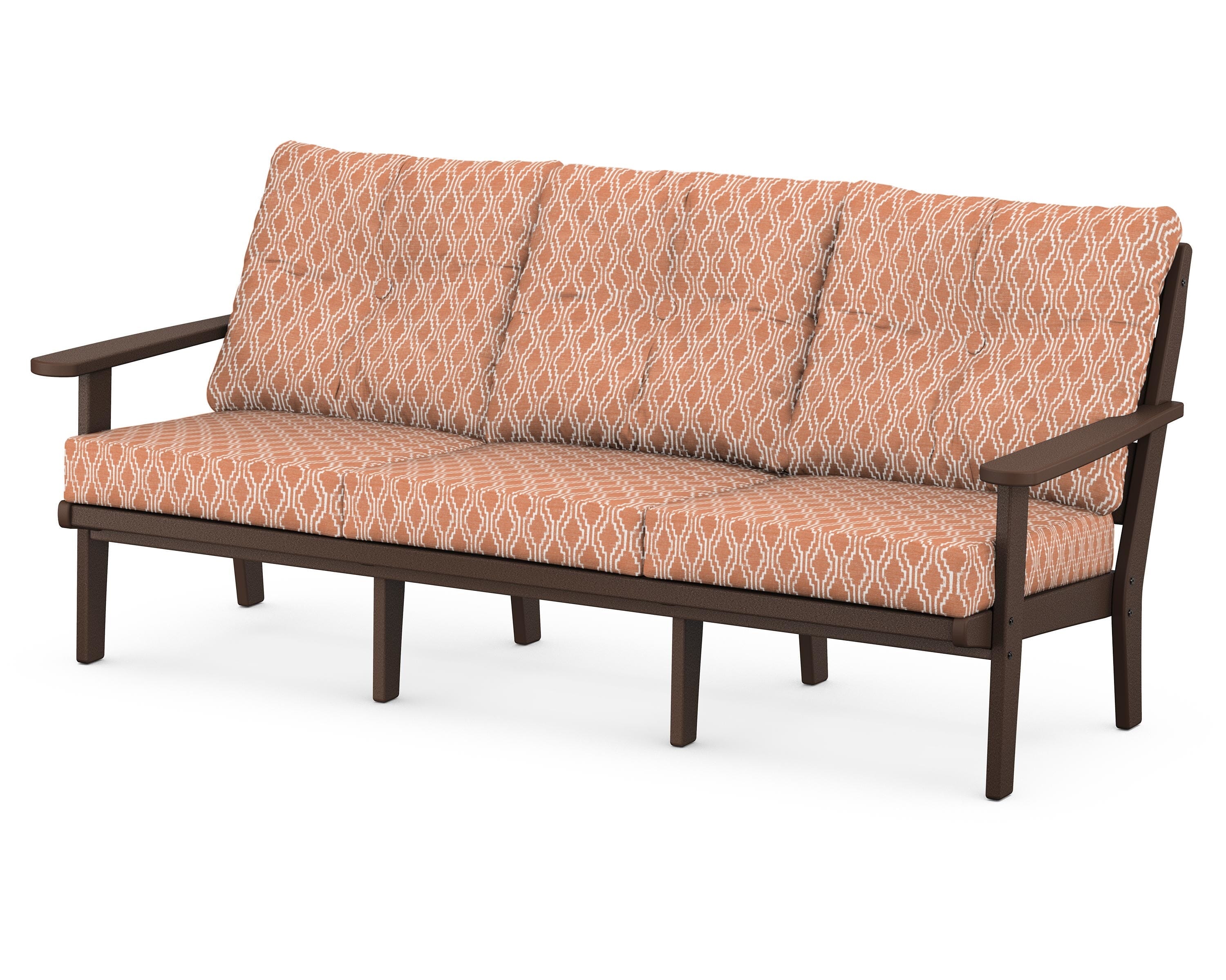 POLYWOOD® Lakeside Deep Seating Sofa in Mahogany / Solve Clay