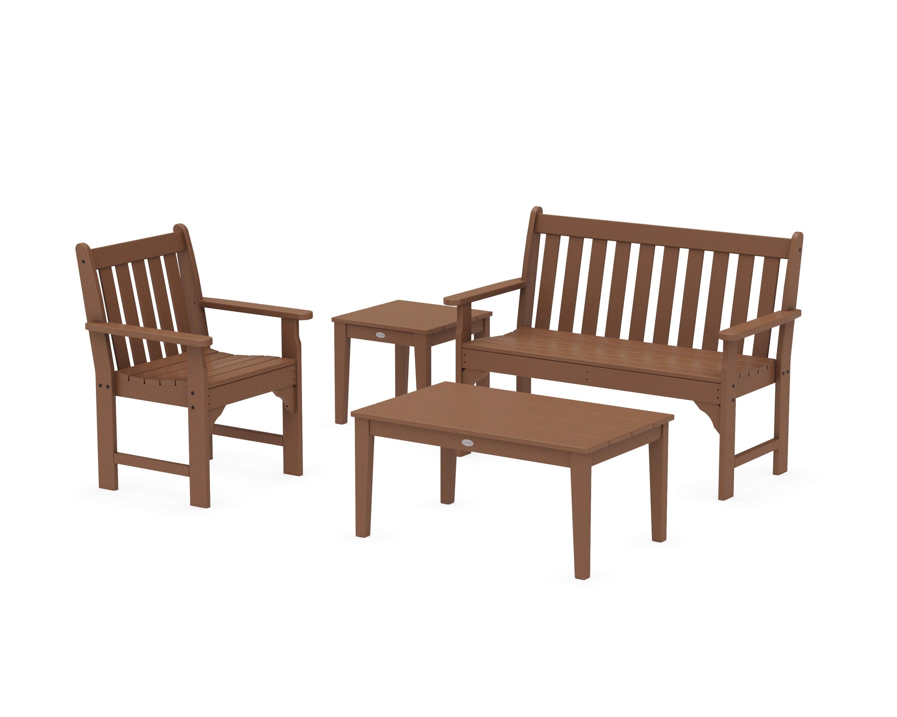 POLYWOOD® Vineyard 4-Piece Bench Seating Set in Teak
