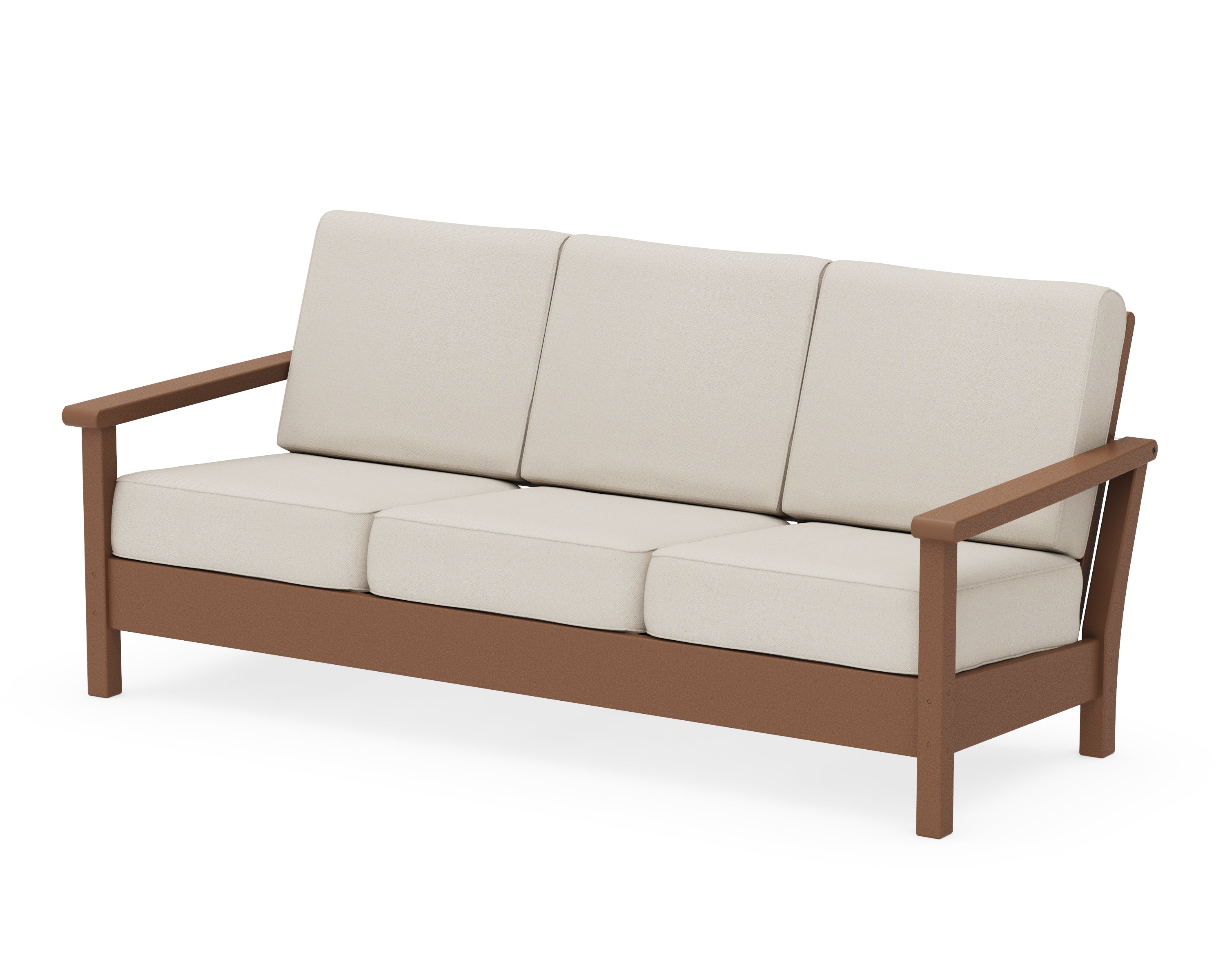 POLYWOOD® Harbour Deep Seating Sofa in Teak / Dune Burlap