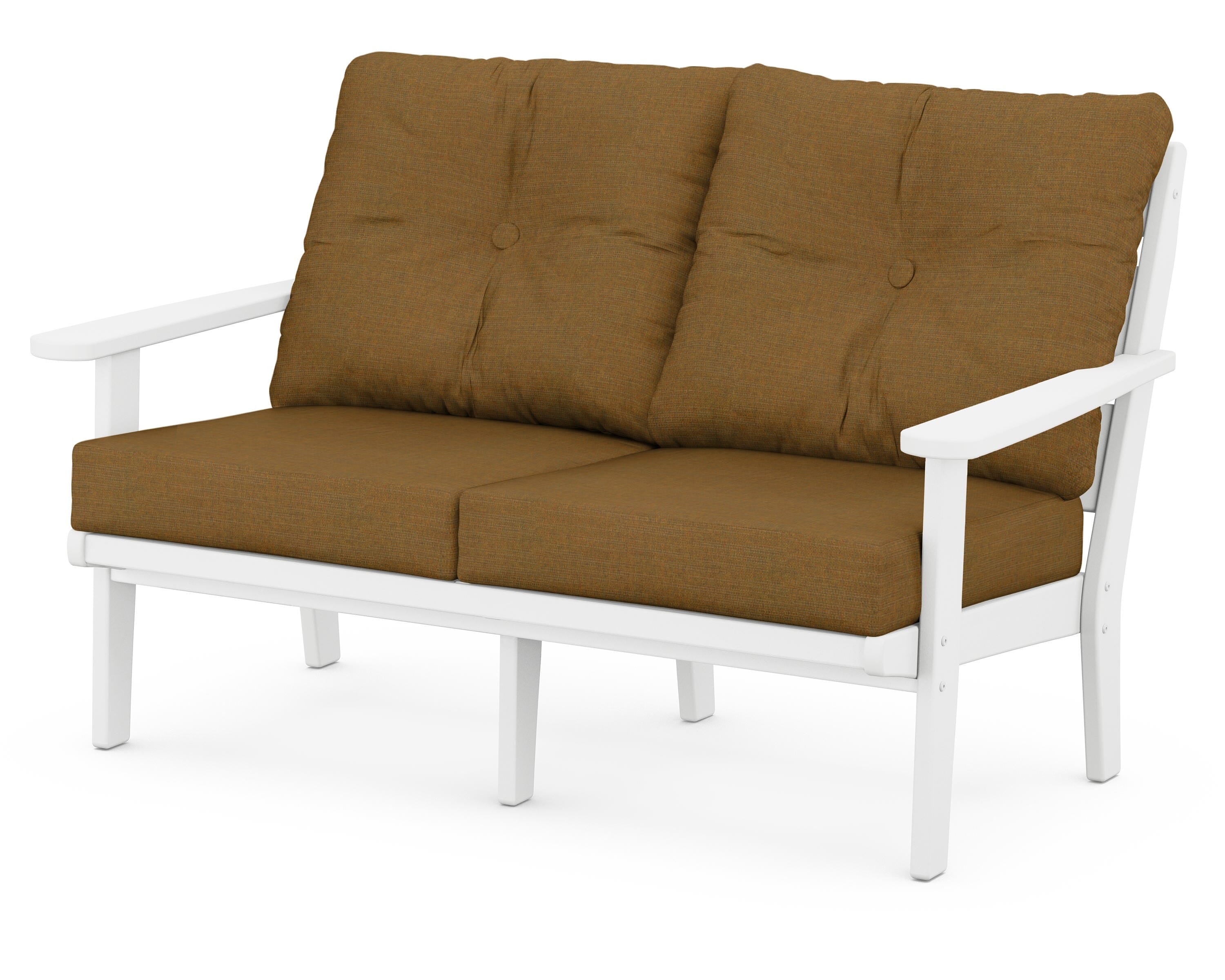 POLYWOOD® Lakeside Deep Seating Loveseat in White / Exhale Teak