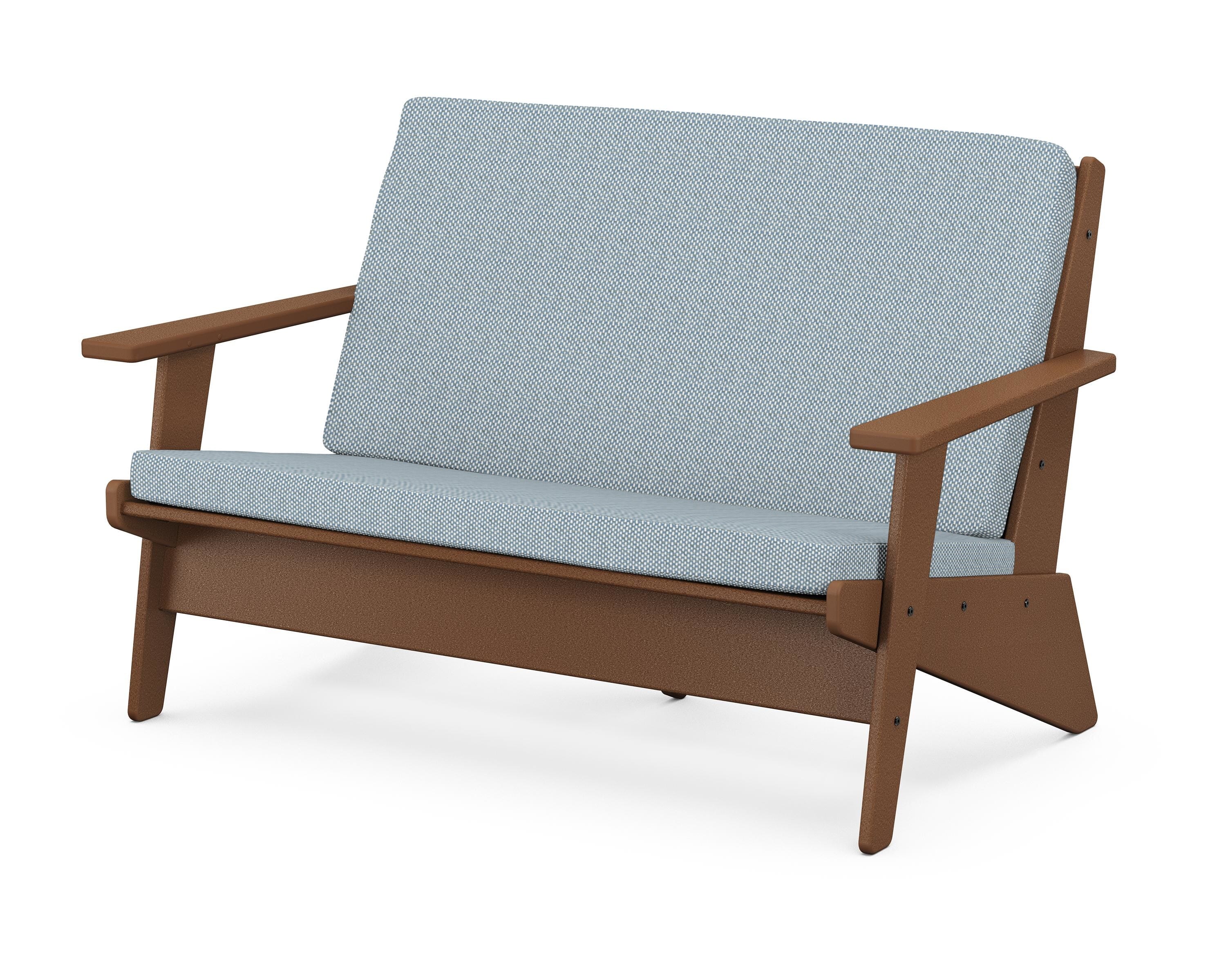 POLYWOOD® Riviera Modern Lounge Loveseat in Teak / Exhale Sky
