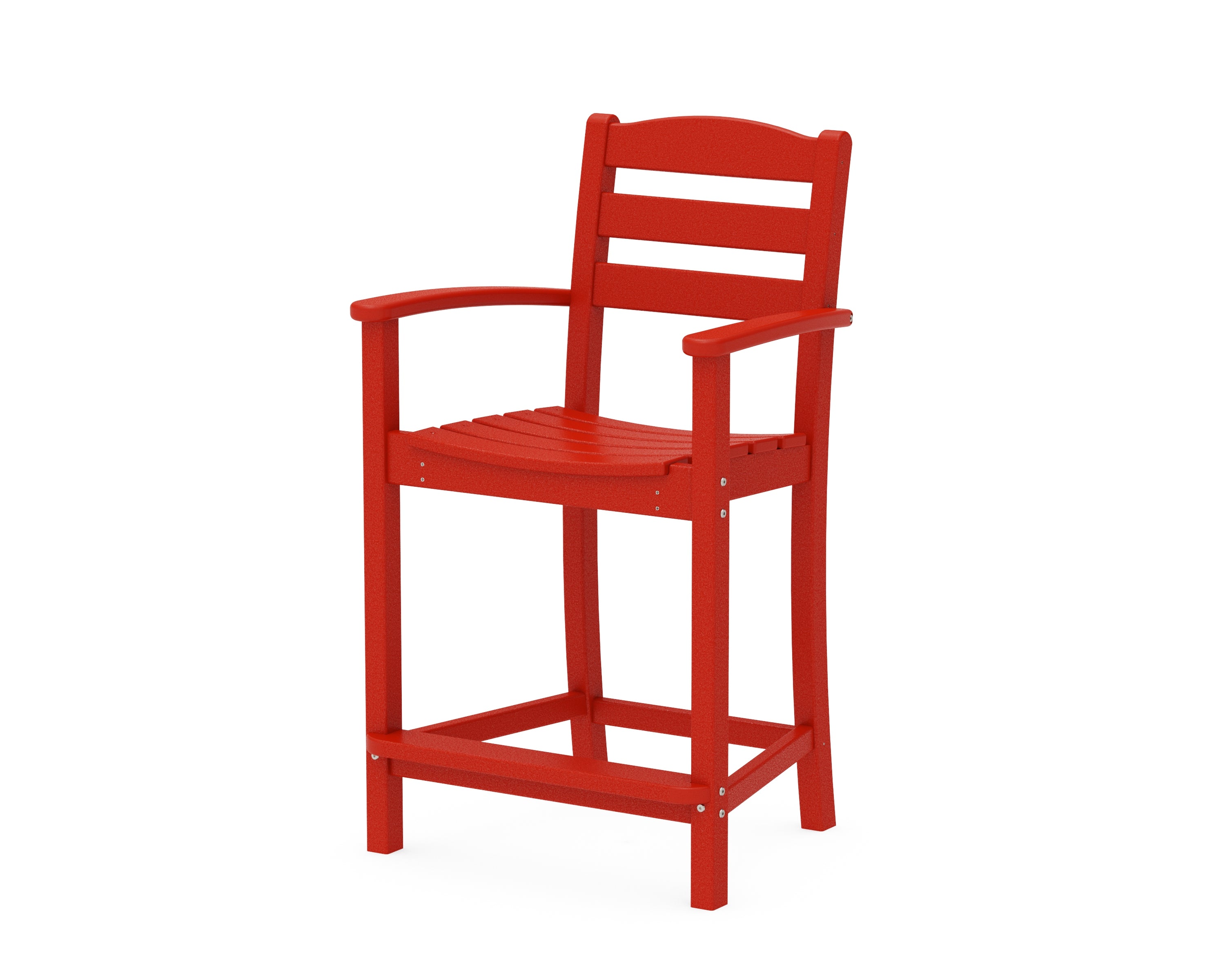 POLYWOOD® La Casa Café Counter Arm Chair in Sunset Red