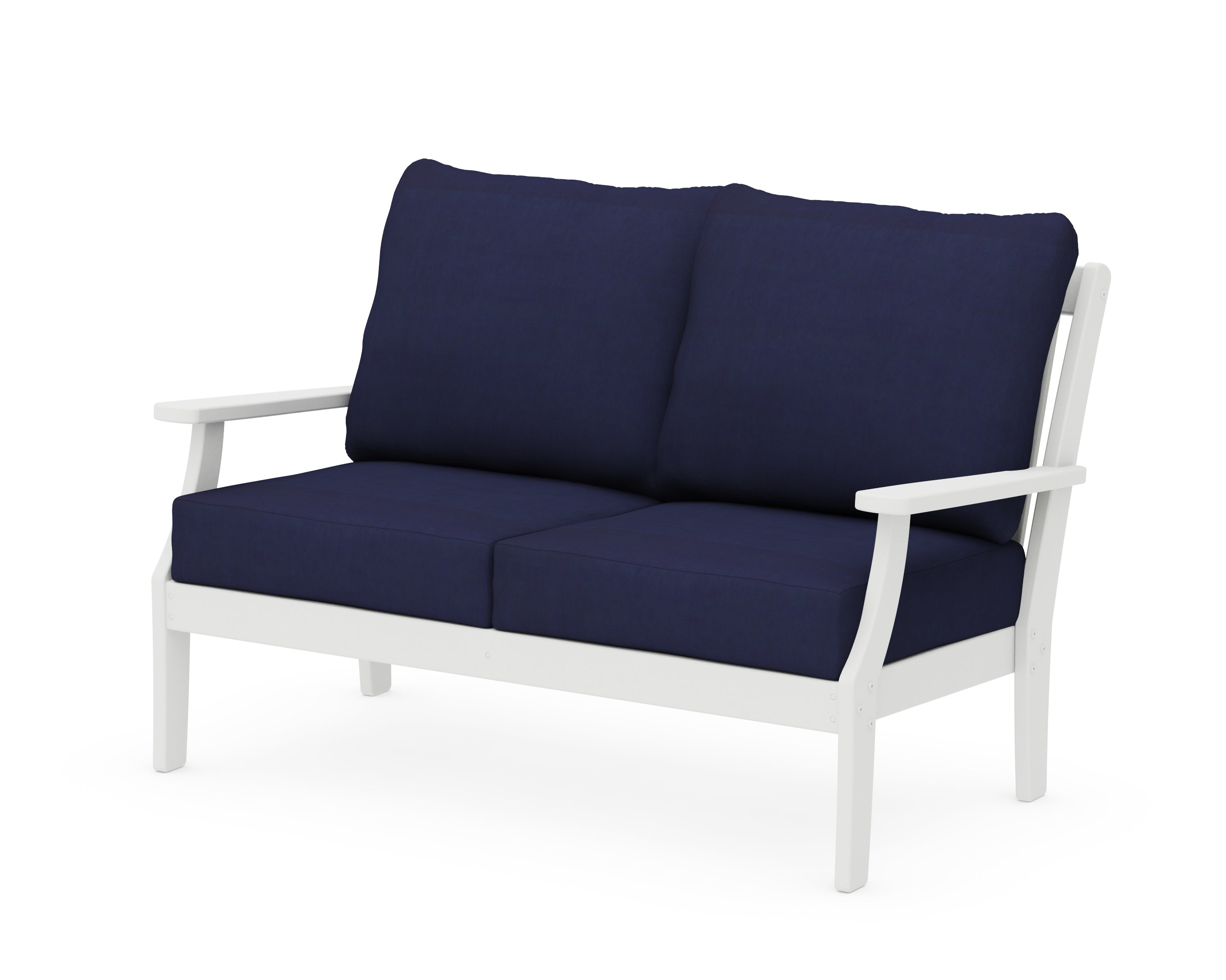 POLYWOOD® Braxton Deep Seating Loveseat in White / Navy