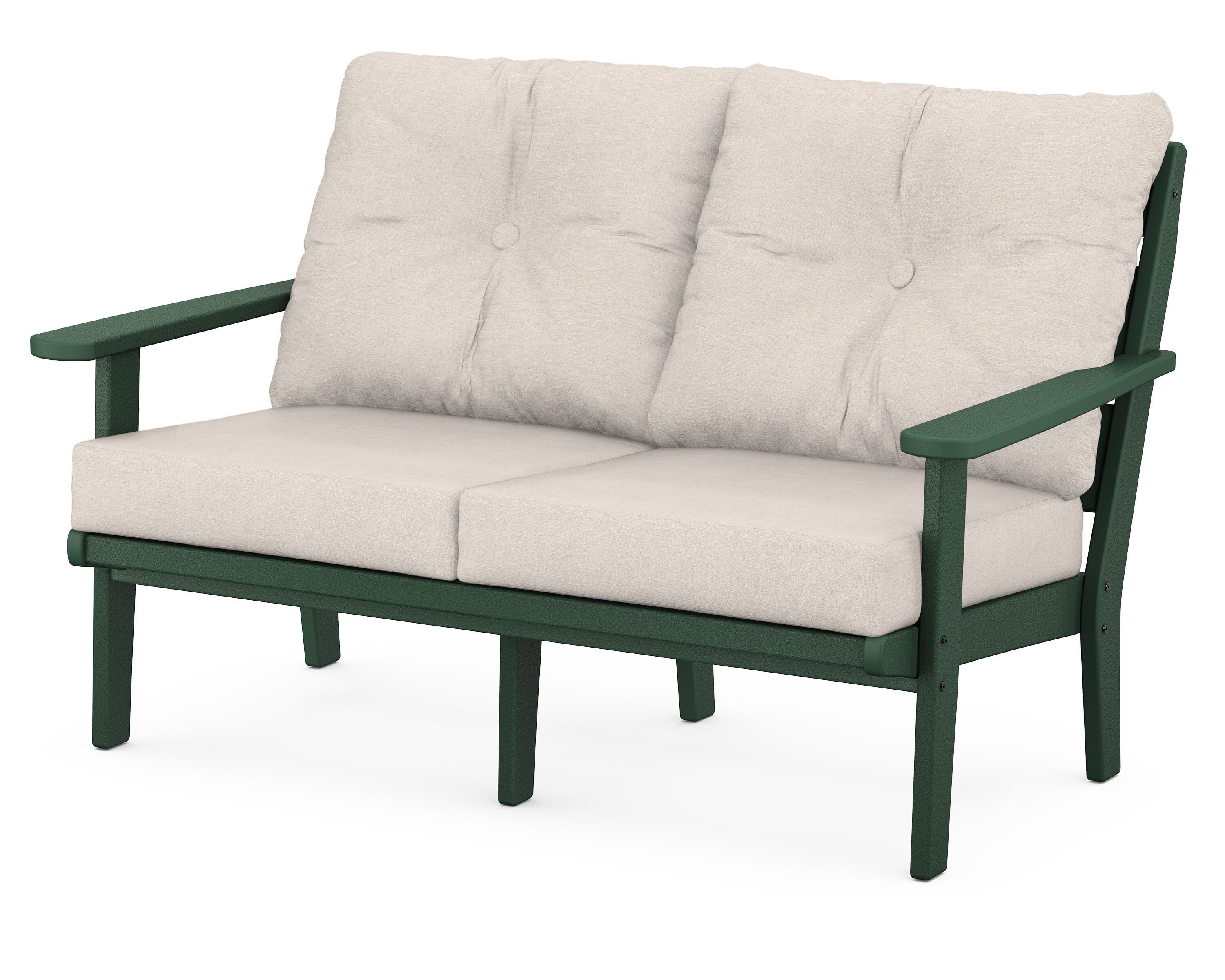POLYWOOD® Lakeside Deep Seating Loveseat in Green / Nuance Cloud