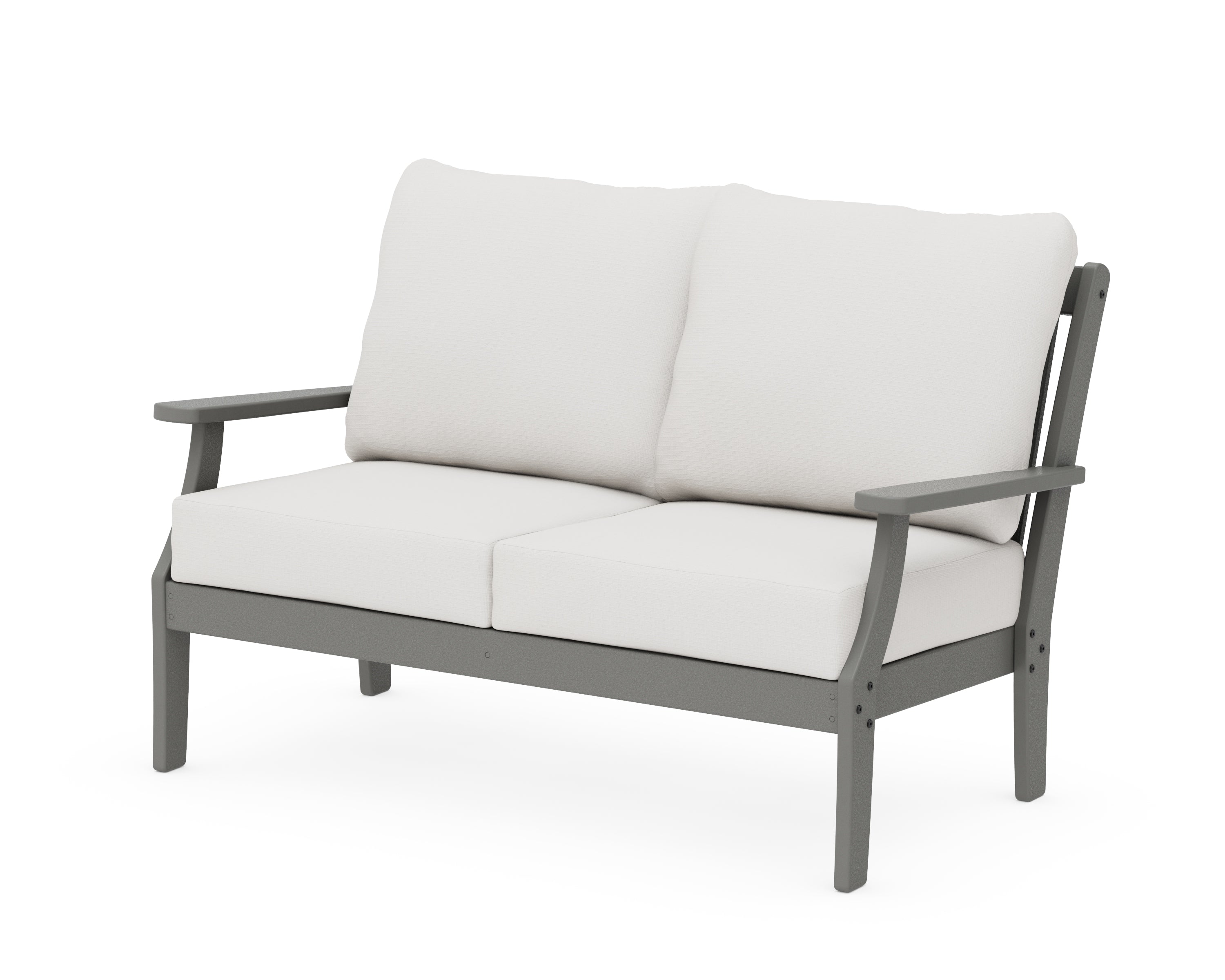 POLYWOOD® Braxton Deep Seating Loveseat in Slate Grey / Natural Linen