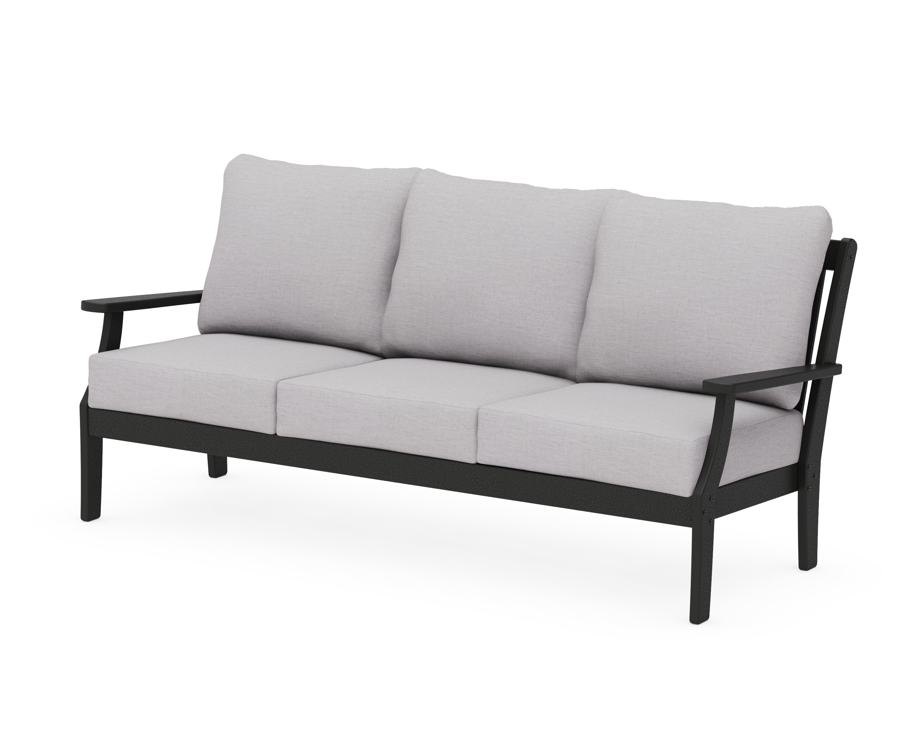 POLYWOOD® Braxton Deep Seating Sofa in Black / Granite