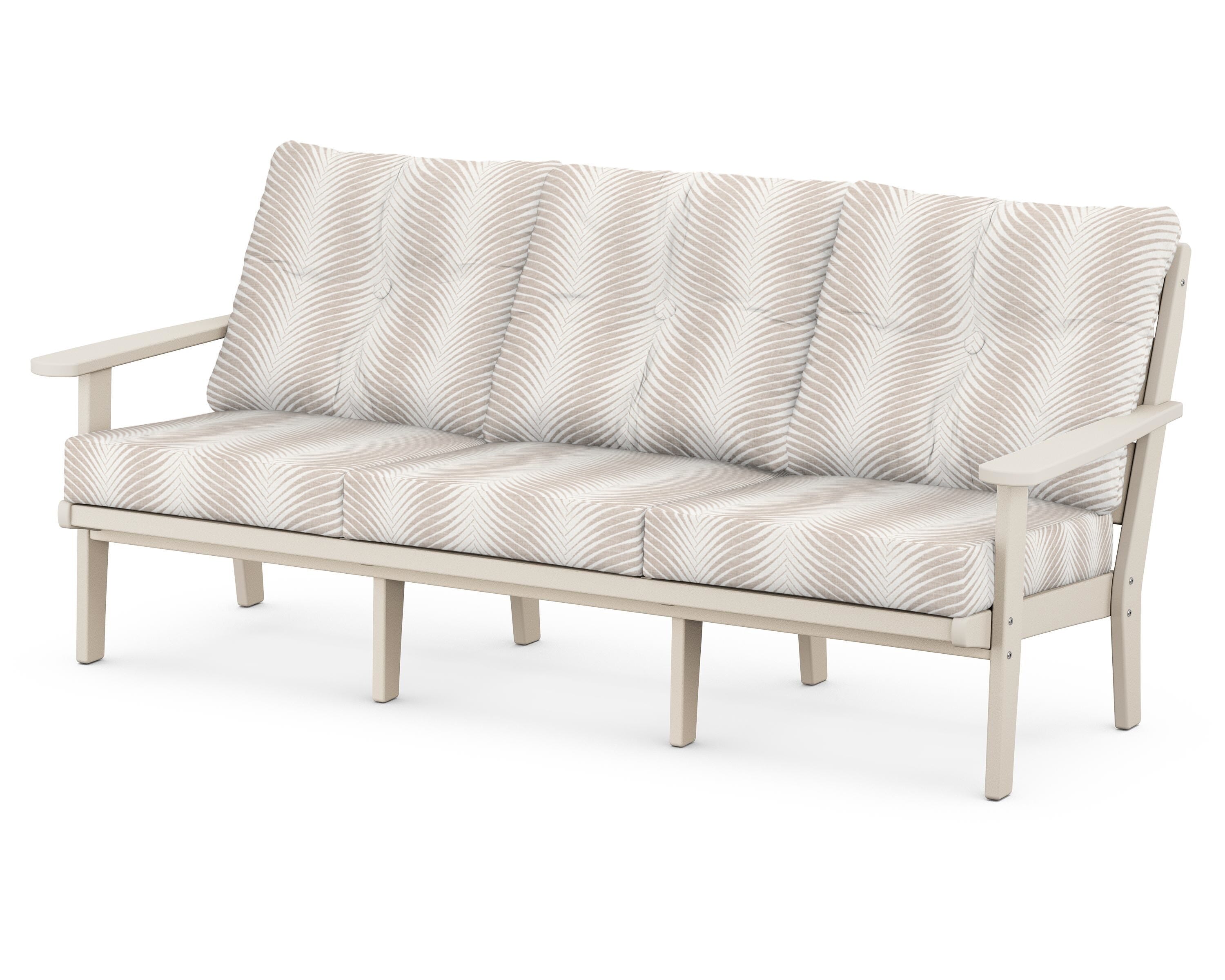 POLYWOOD® Lakeside Deep Seating Sofa in Sand / Clock Out Cloud