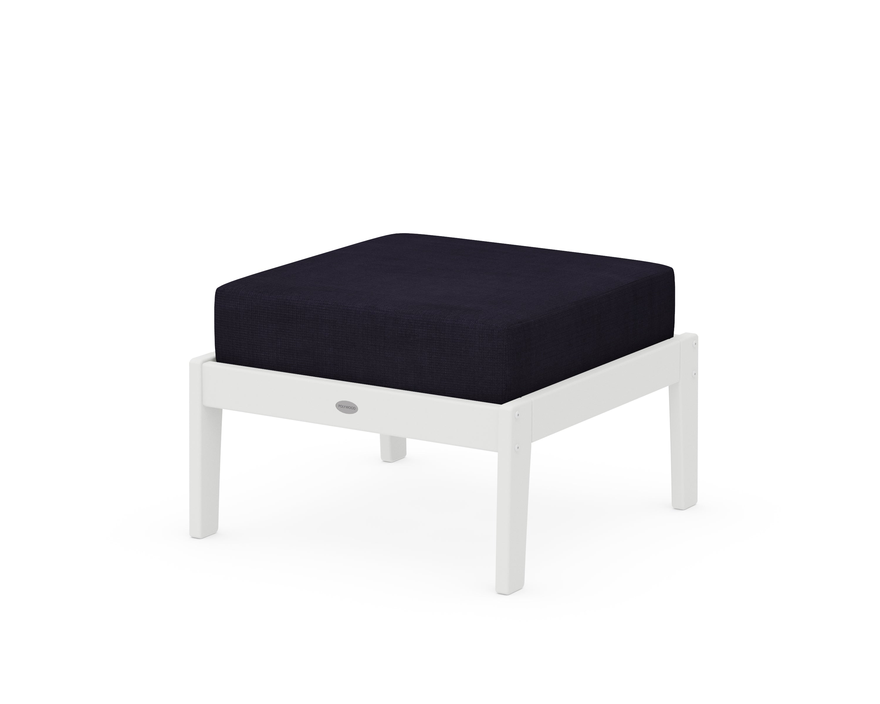Unbranded Deep Seating Ottoman in White / Navy Linen