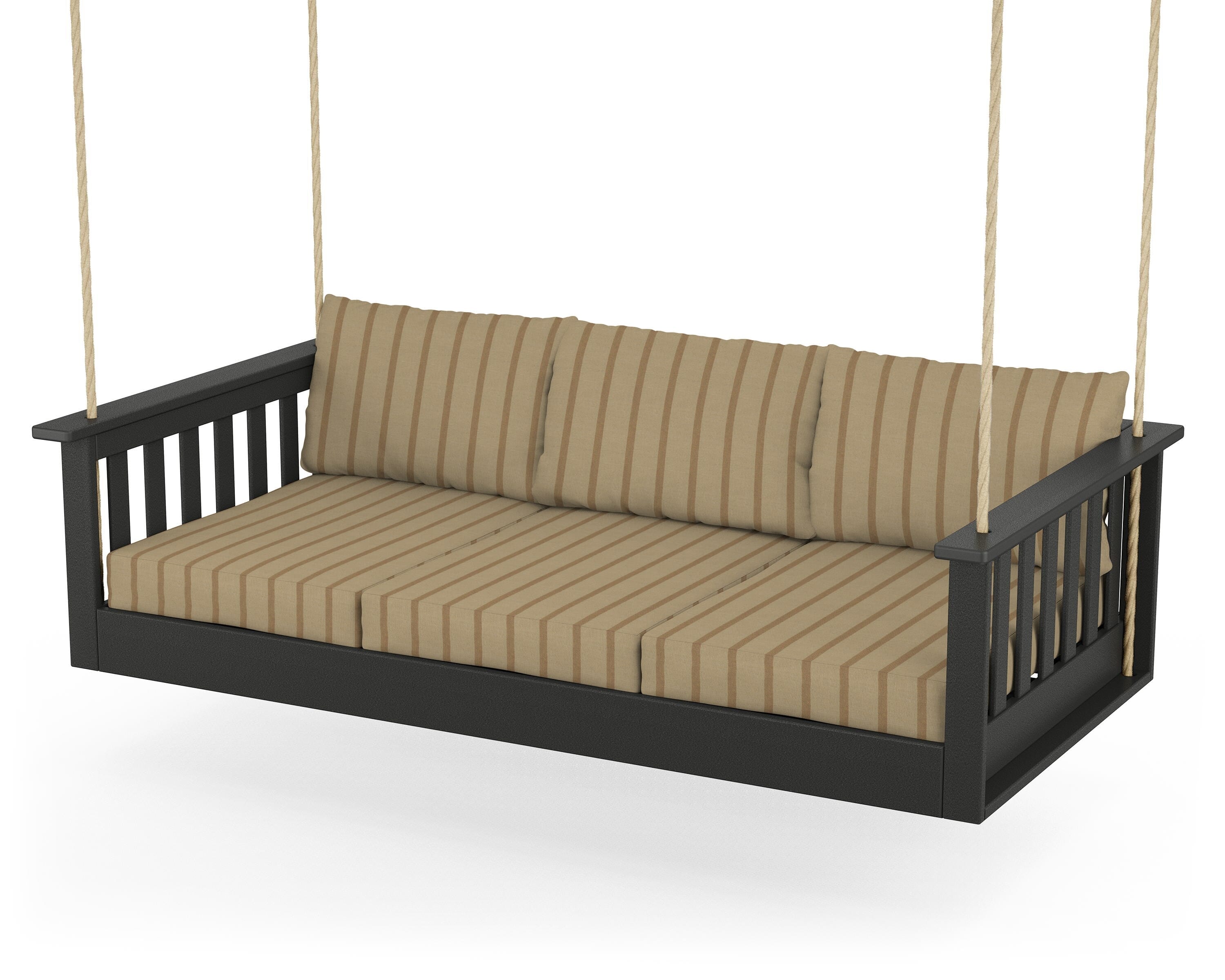 POLYWOOD® Vineyard Daybed Swing in Black / Unwind Driftwood
