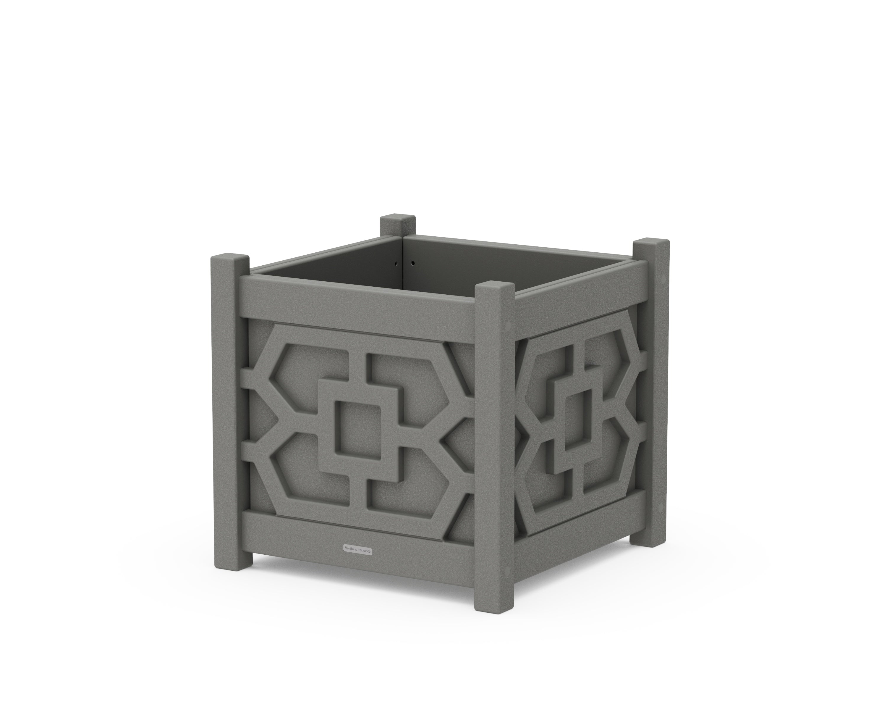 Martha Stewart by POLYWOOD® Chinoiserie Large Square Planter Box in Slate Grey
