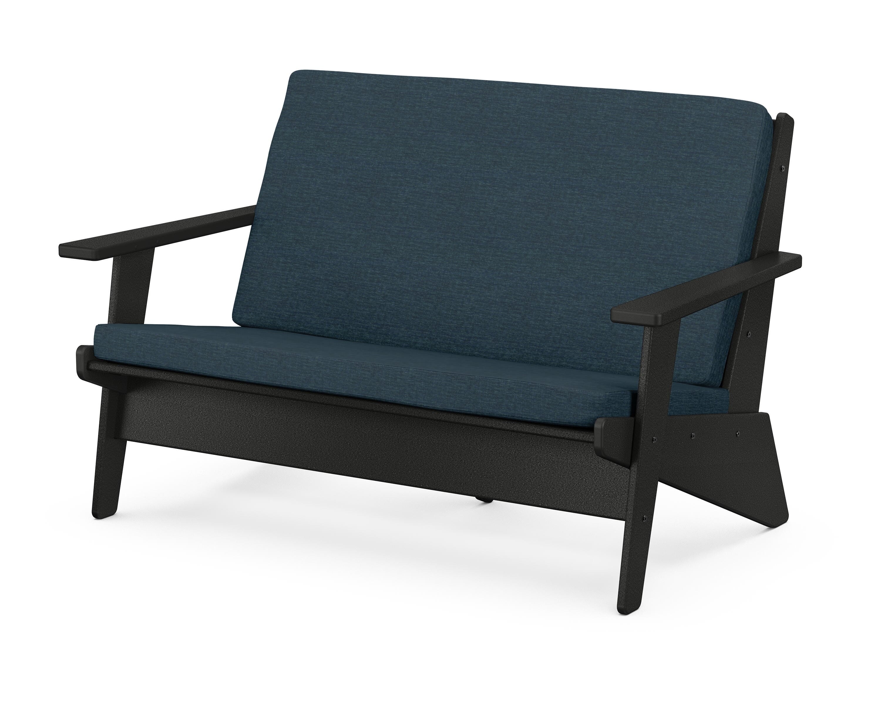POLYWOOD® Riviera Modern Lounge Loveseat in Black / Platform Indigo