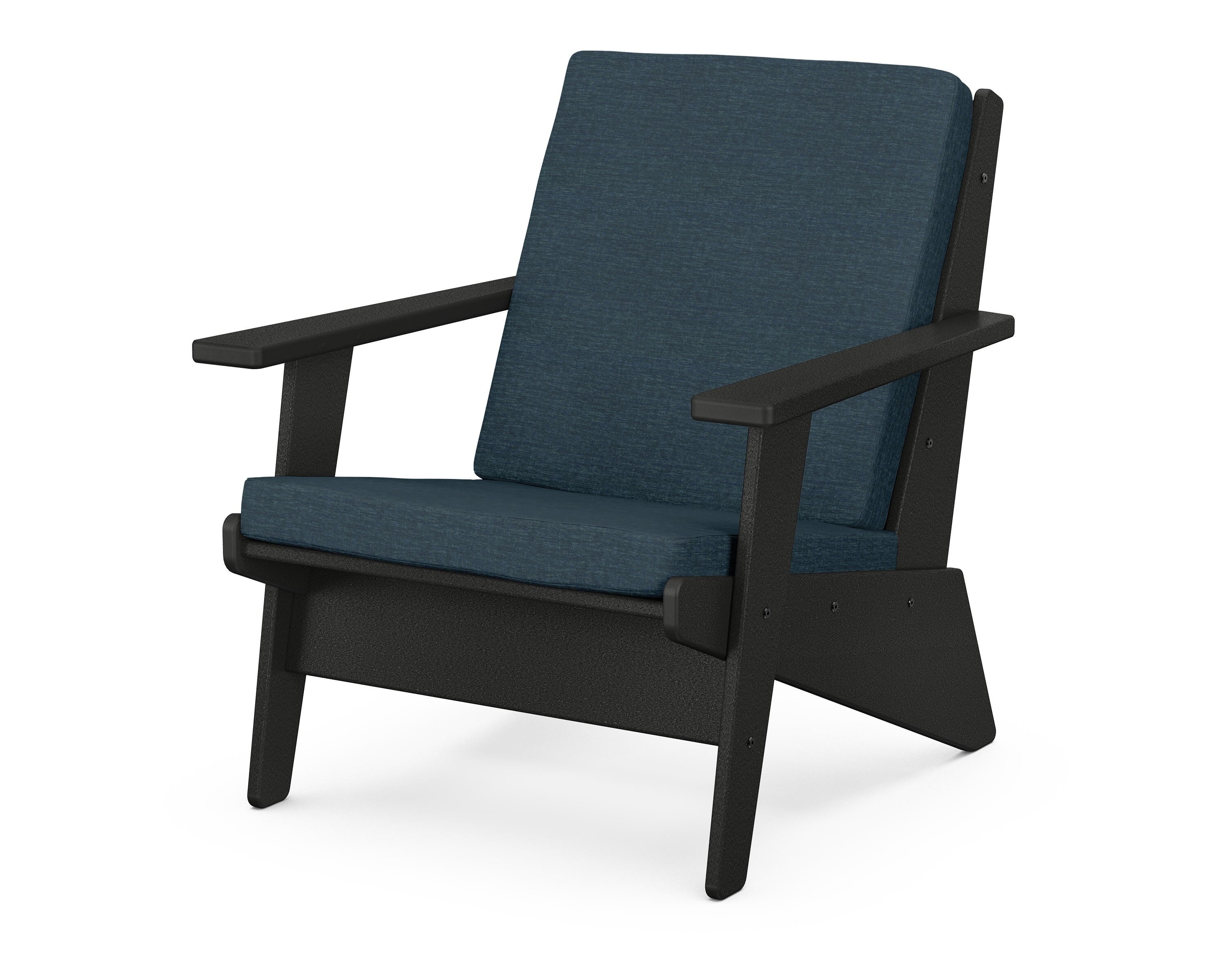 POLYWOOD® Riviera Modern Lounge Chair in Black / Platform Indigo