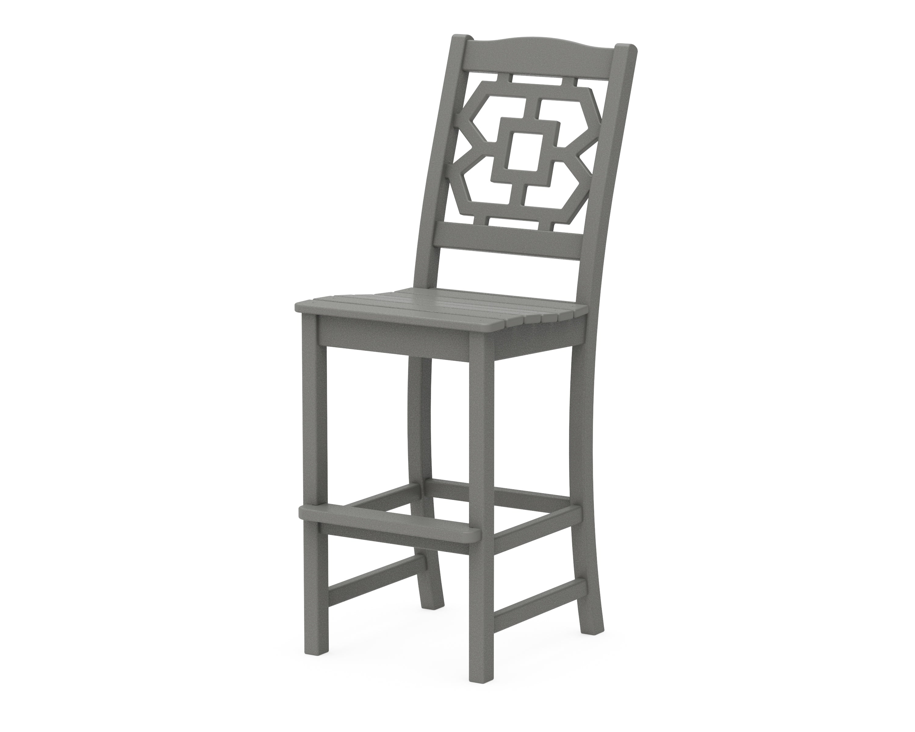 Martha Stewart by POLYWOOD® Chinoiserie Bar Side Chair in Slate Grey