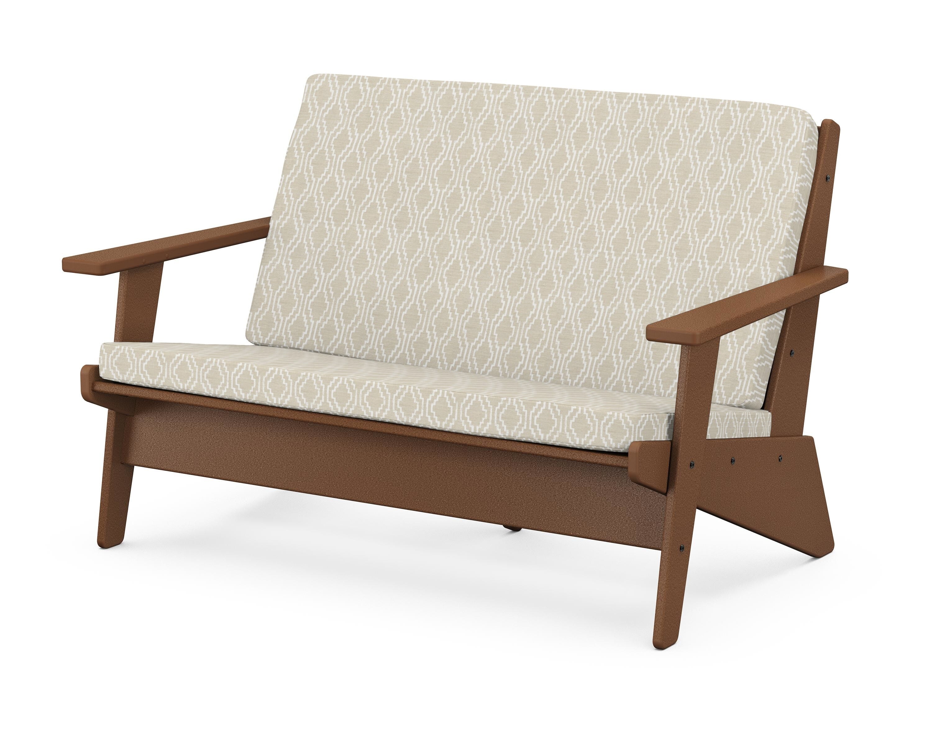 POLYWOOD® Riviera Modern Lounge Loveseat in Teak / Solve Linen
