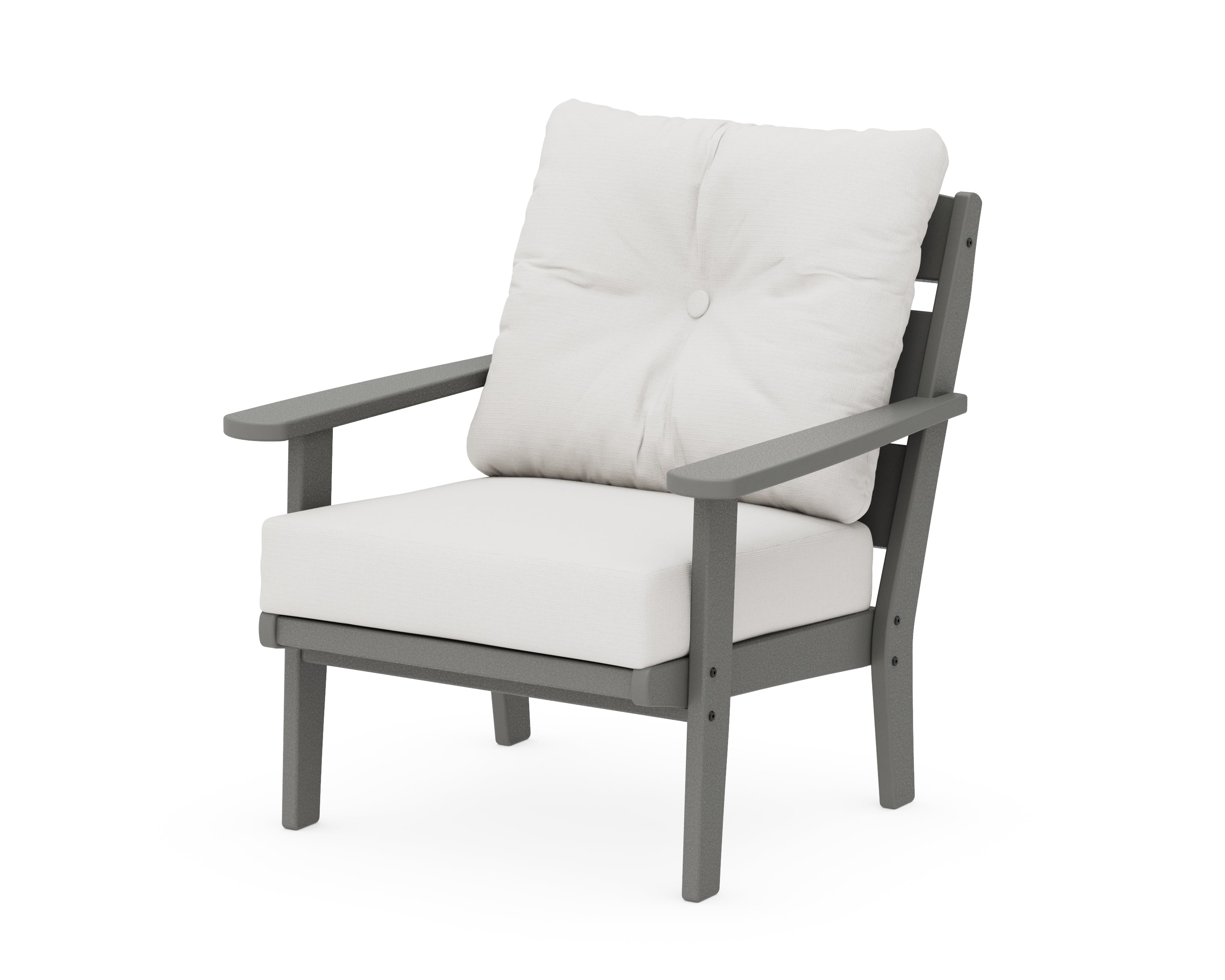 POLYWOOD® Lakeside Deep Seating Chair in Slate Grey / Natural Linen