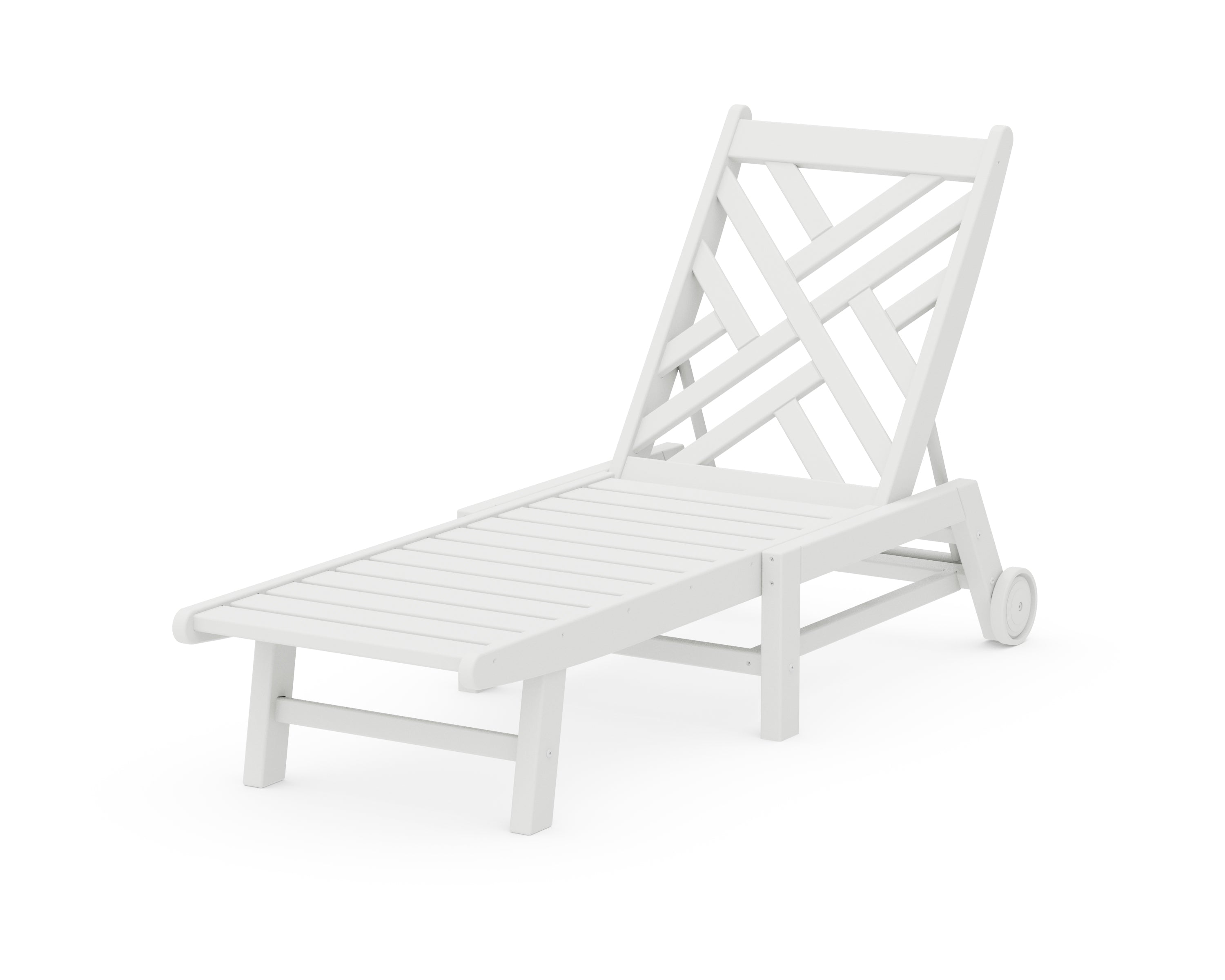 POLYWOOD® Chippendale Chaise with Wheels in White