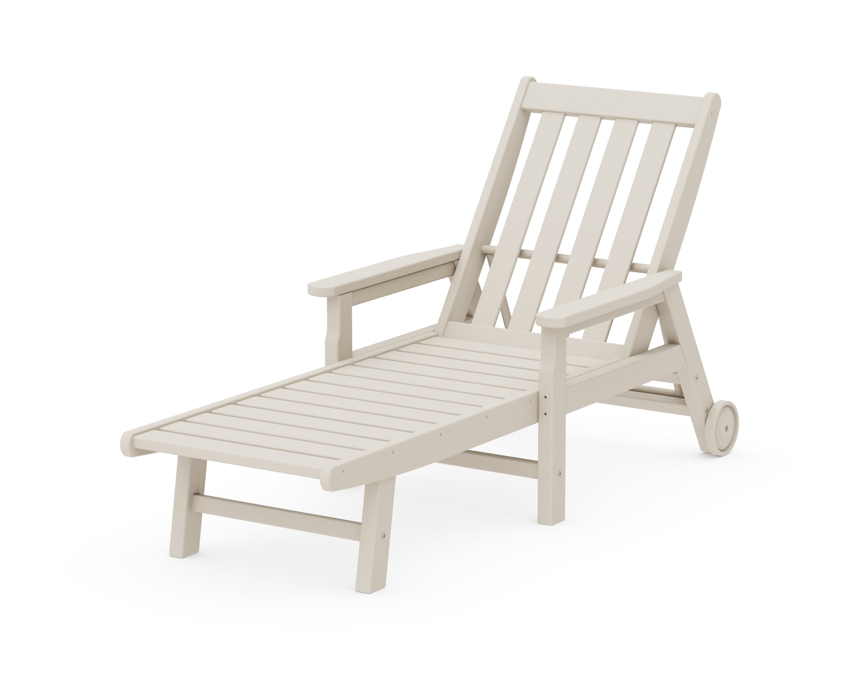POLYWOOD® Vineyard Chaise with Arms and Wheels in Sand