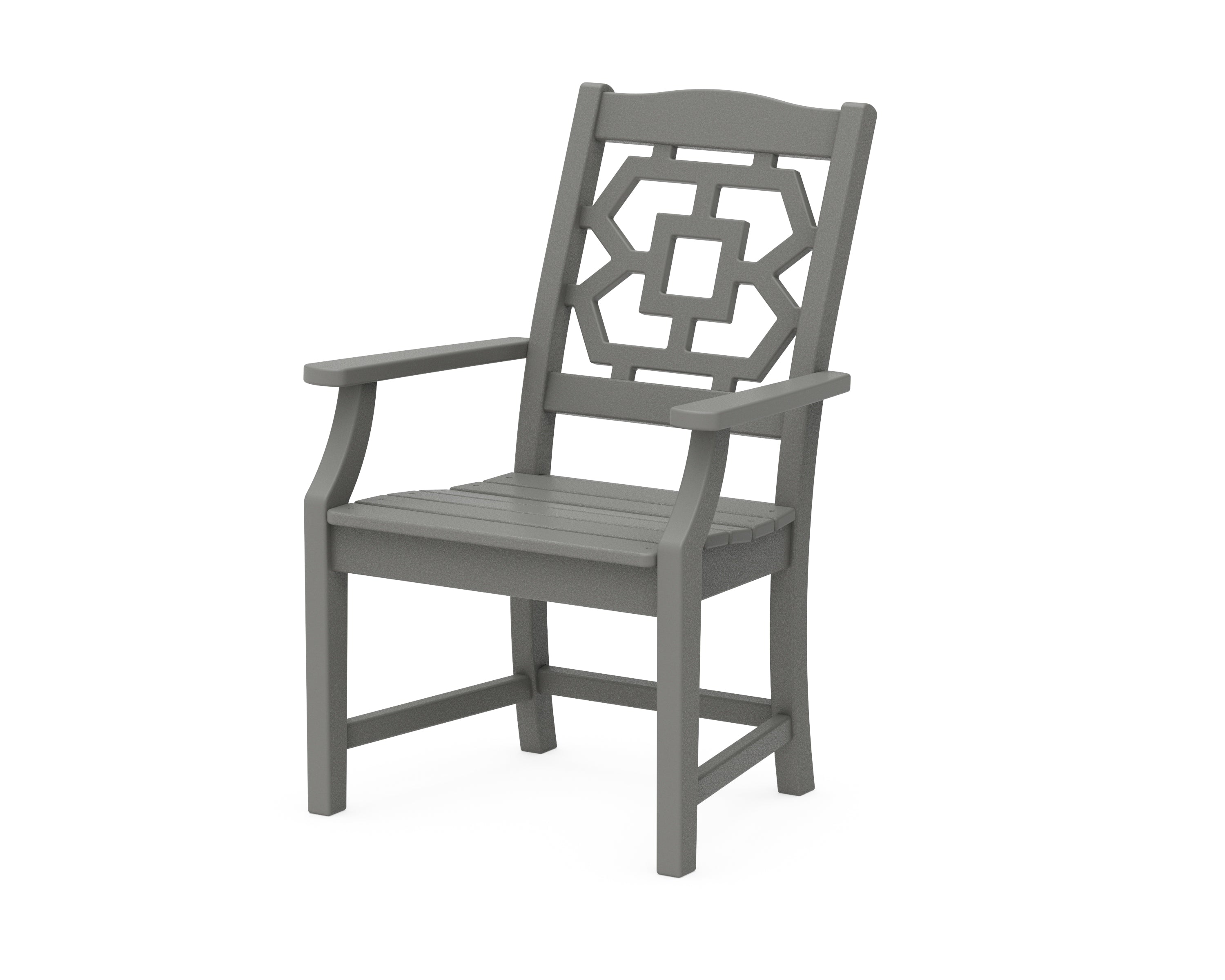 Martha Stewart by POLYWOOD® Chinoiserie Dining Arm Chair in Slate Grey
