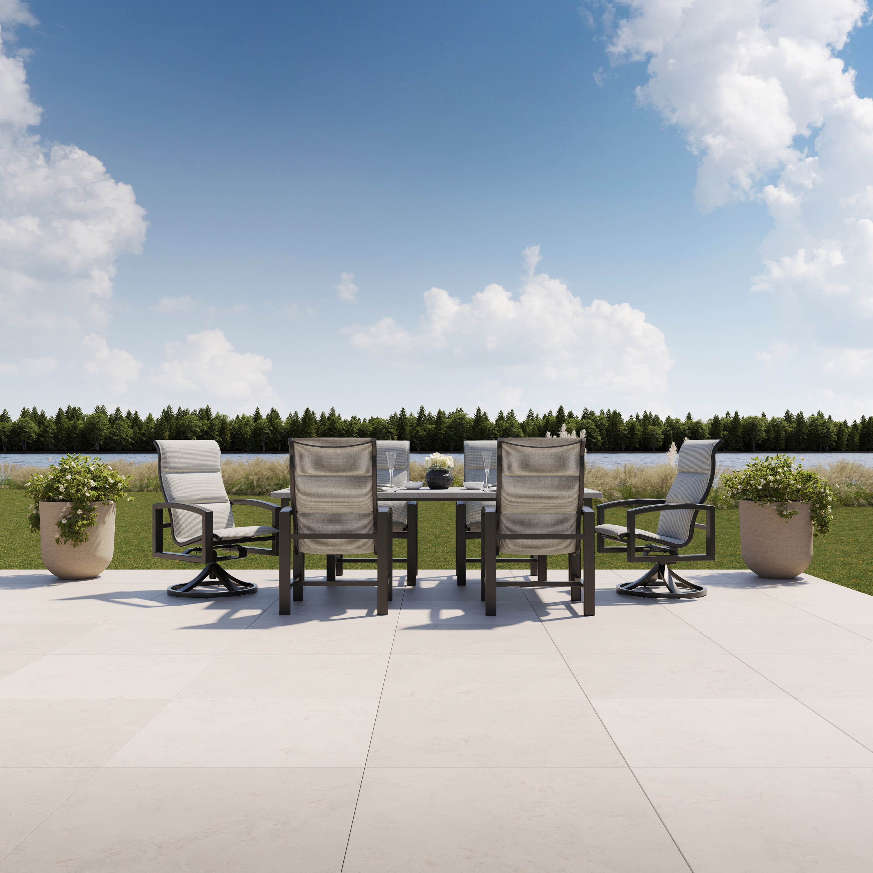 Lakeside Padded Sling High Back Dining Chair