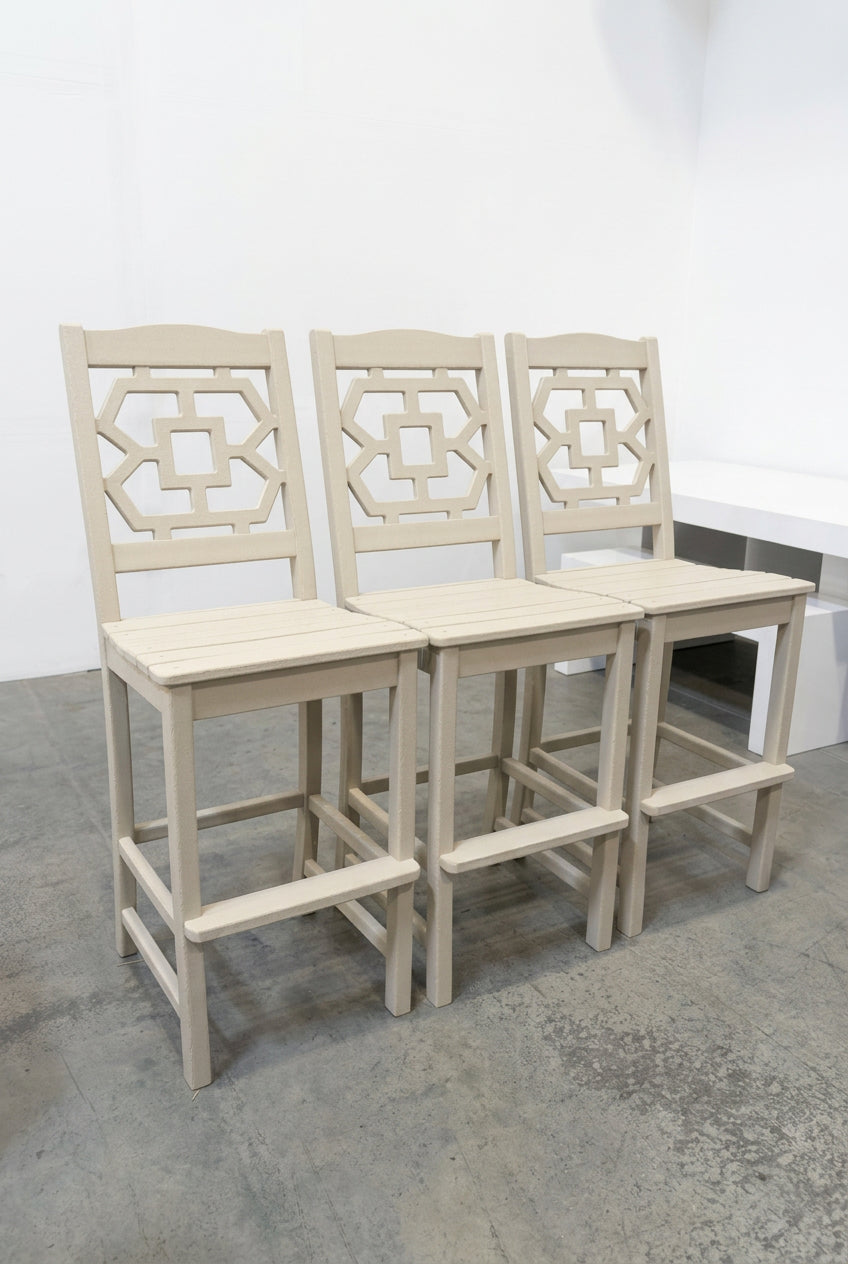 Chinoiserie Bar Side Chair in a light sand by Martha Stewart
