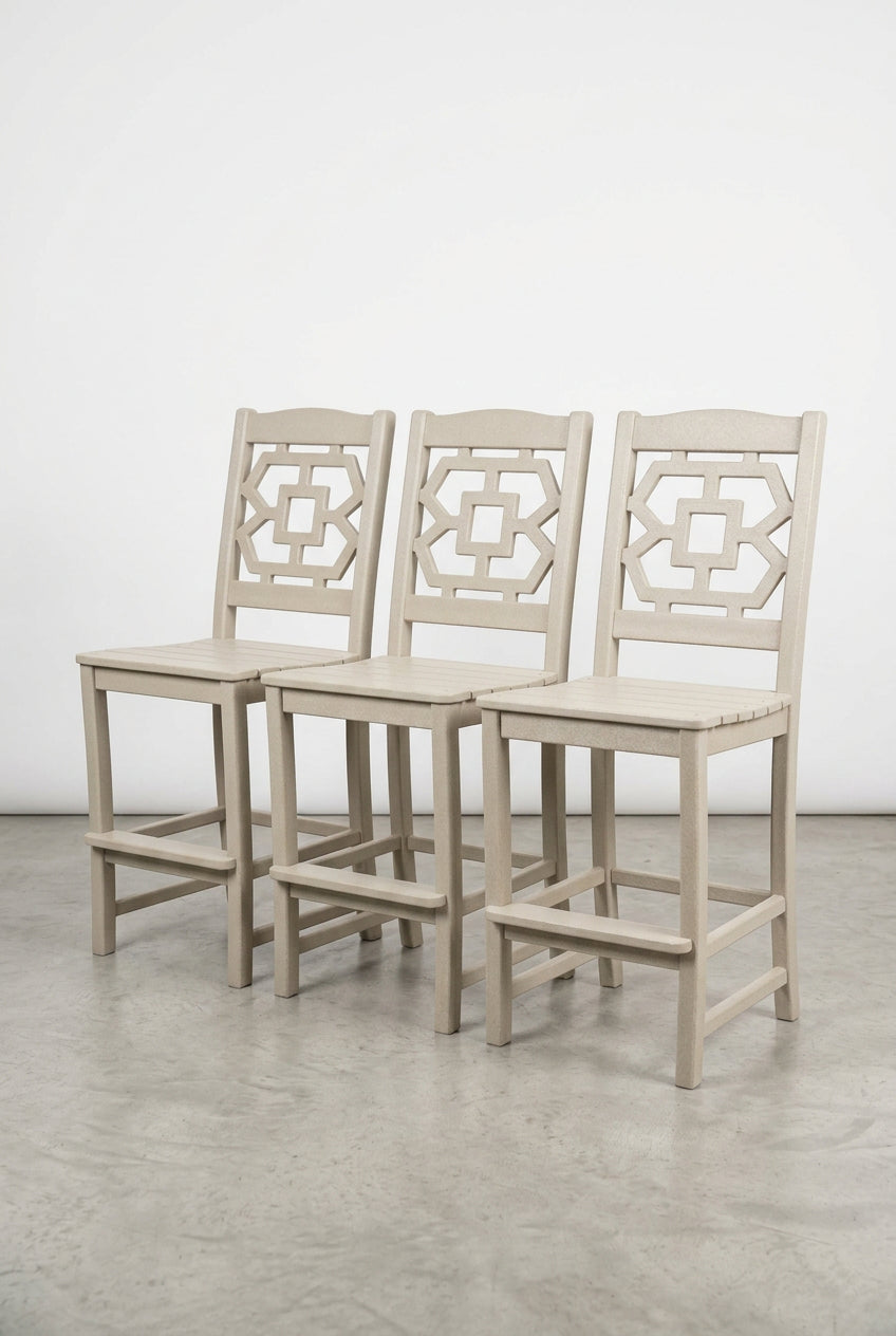 Chinoiserie Bar Side Chair in a light sand by Martha Stewart