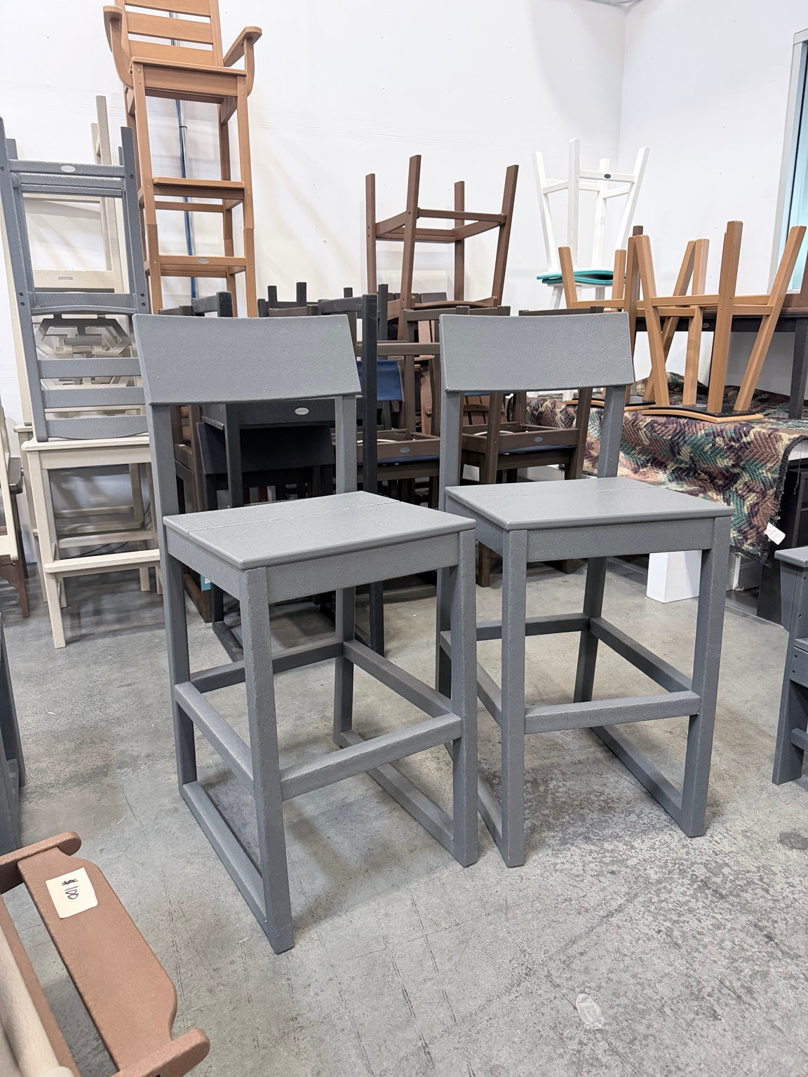 Modern Studio Farmhouse Counter / Bar Stools with Backrest - slate grey