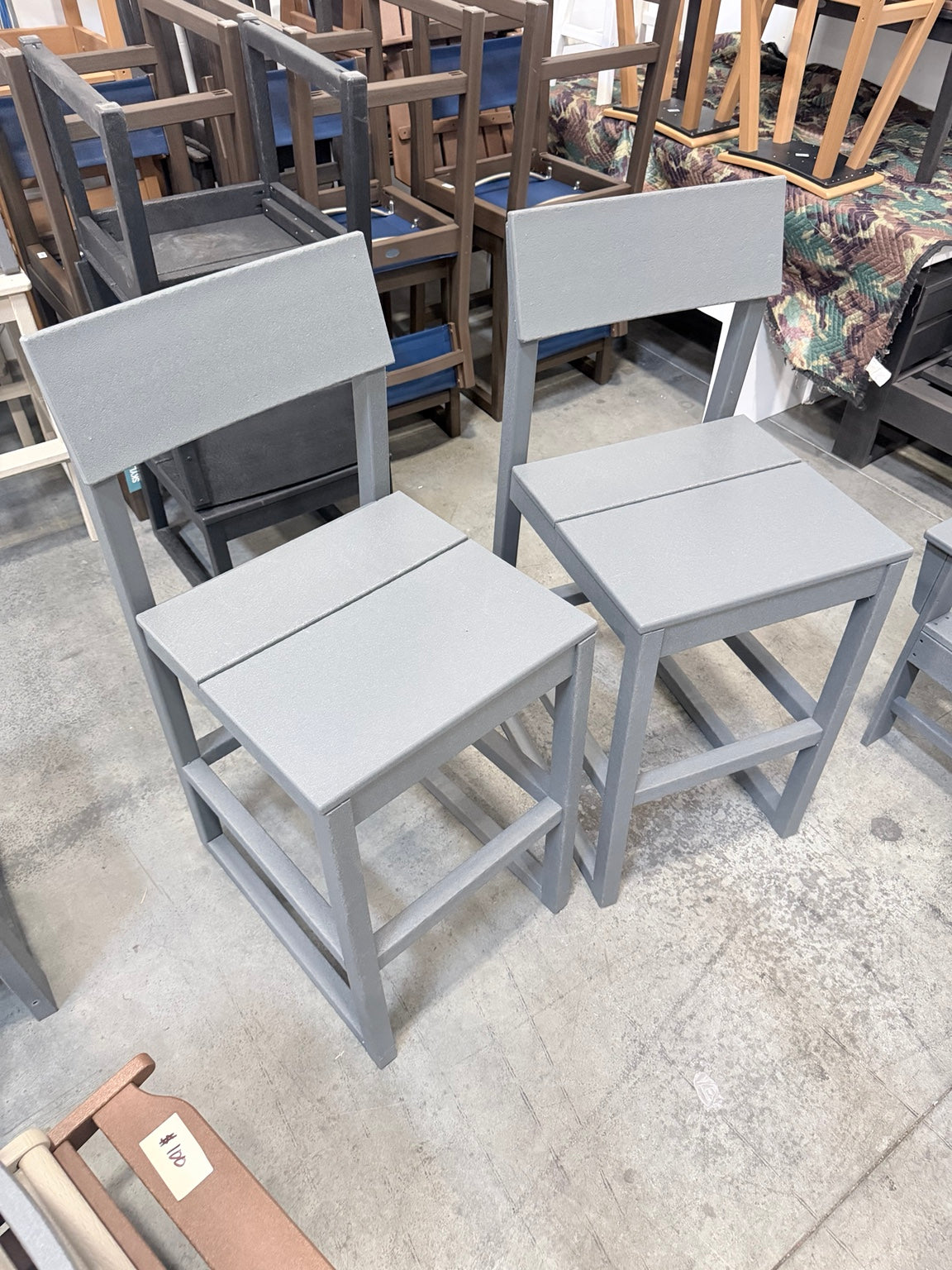 Modern Studio Farmhouse Counter / Bar Stools with Backrest - slate grey