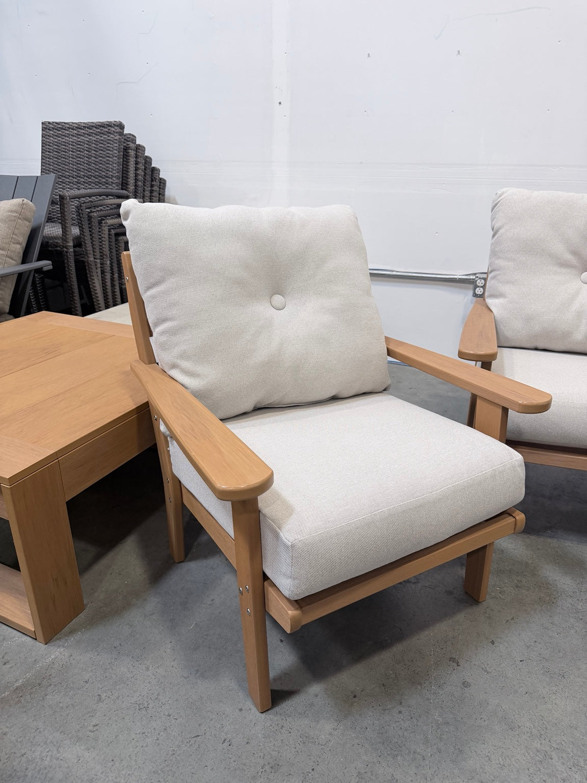 Modern 3-Piece Wood Deep Seating Lounge Set with Cushions