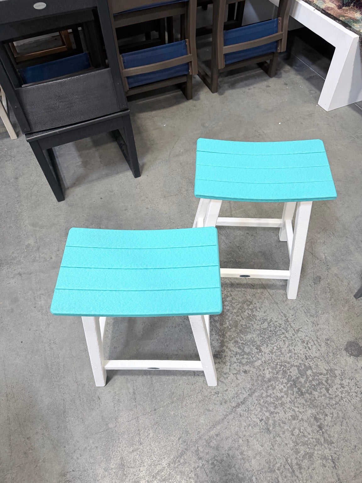 All-Weather Side Stools Set of 2 – Aruba / White