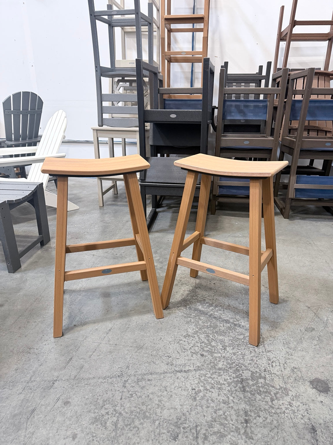 Modern Studio Backless Counter / Bar Stools - Teak