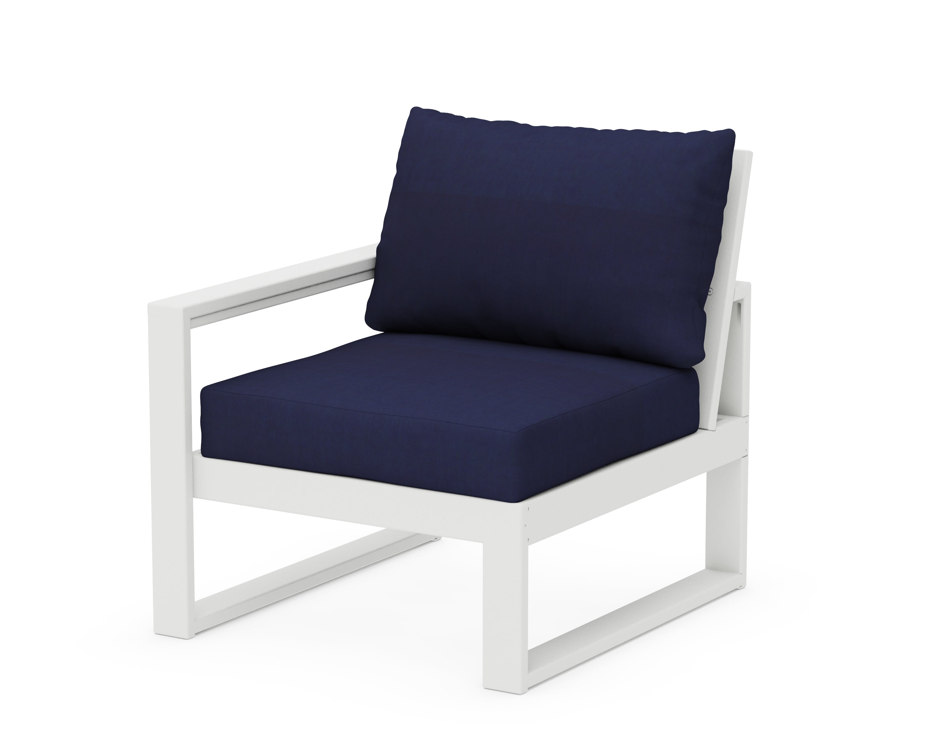 POLYWOOD® EDGE Modular Left Arm Chair in White / Navy