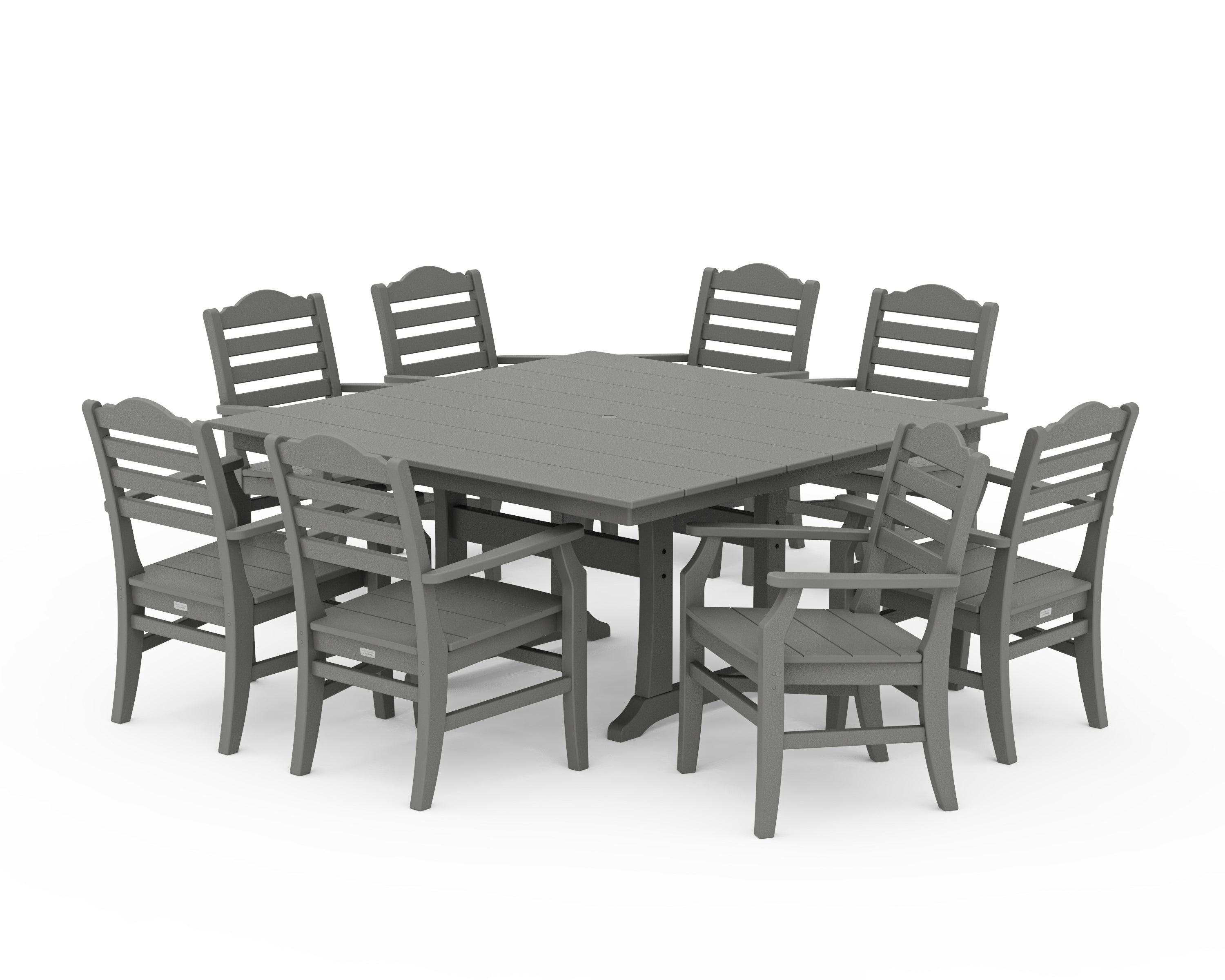 POLYWOOD® Savannah 9-Piece Square Farmhouse Dining Set with Trestle Legs in Slate Grey