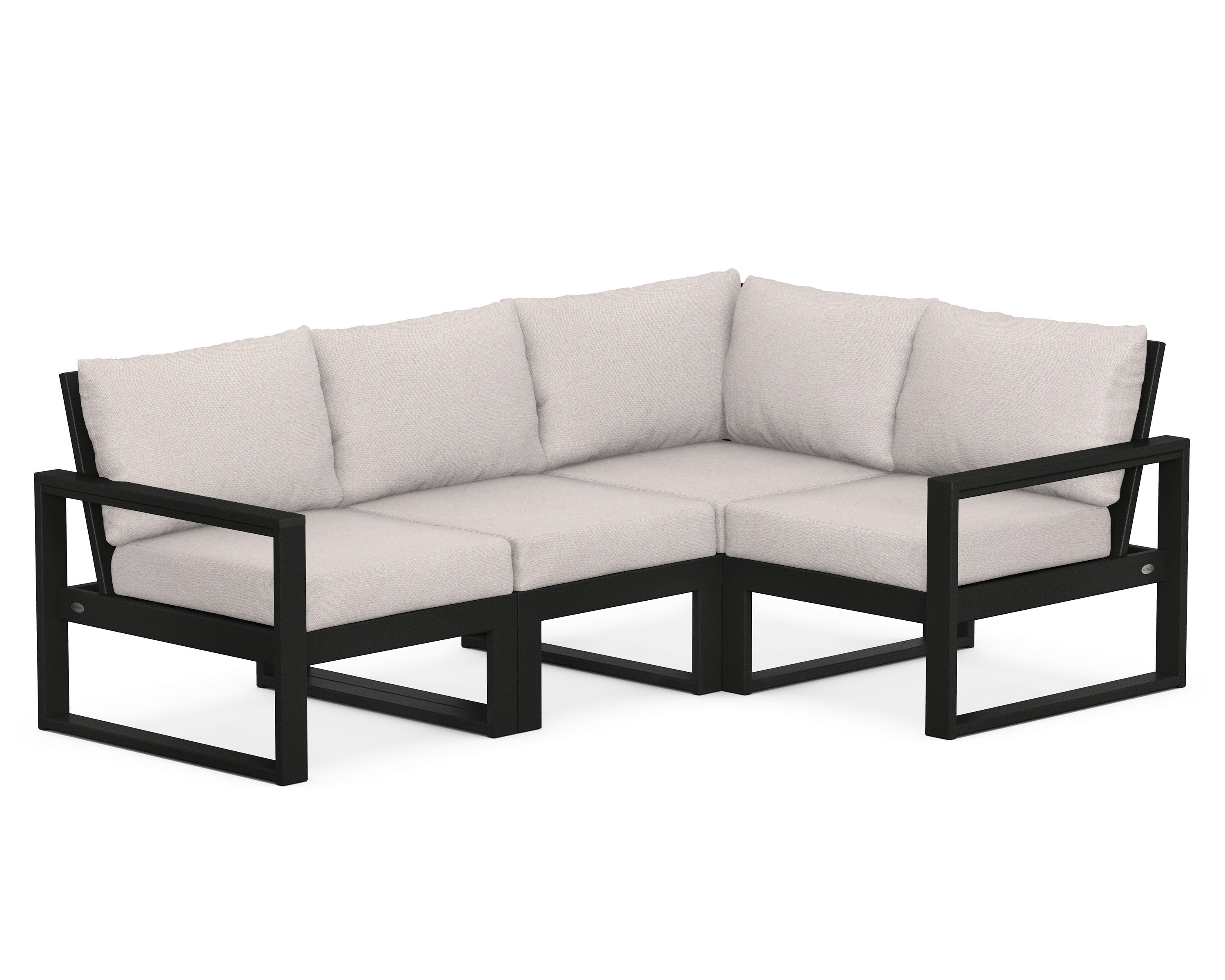 POLYWOOD® EDGE 4-Piece Modular Deep Seating Set in Black / Dune Burlap