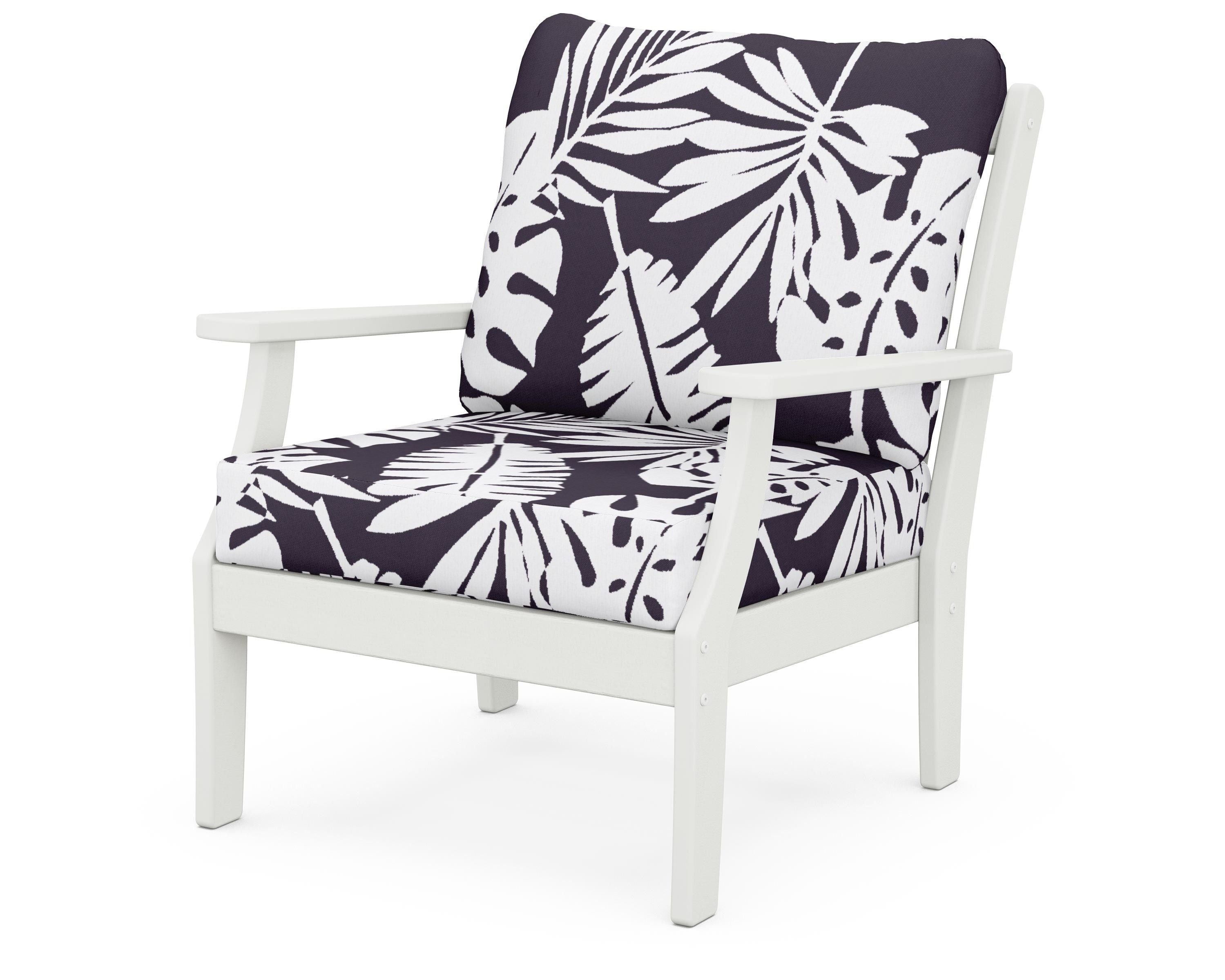POLYWOOD® Braxton Deep Seating Chair in Vintage White / Leaf Navy