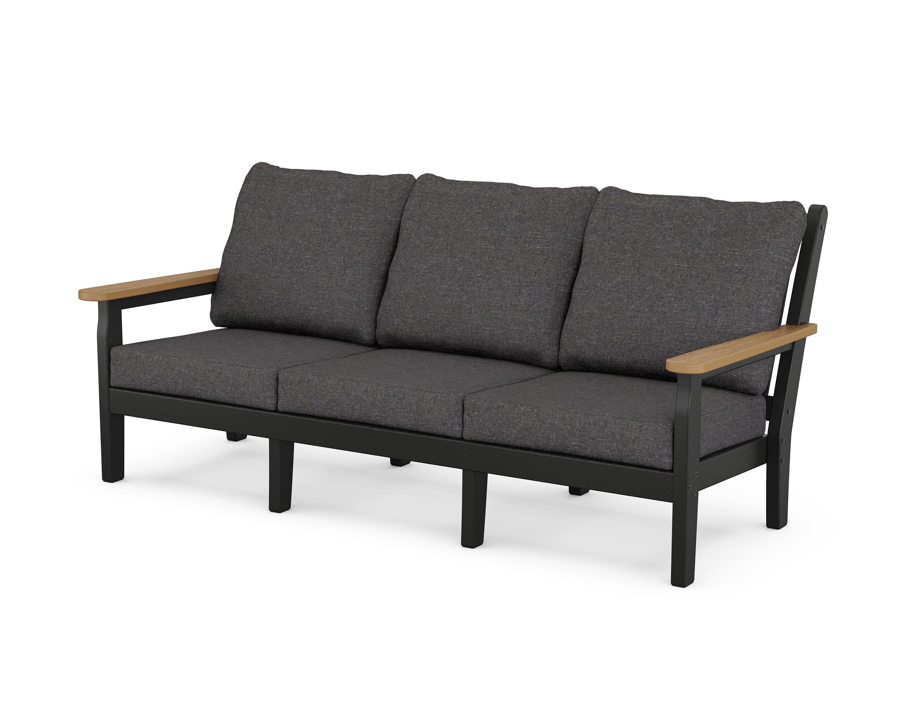 POLYWOOD® Chippendale Deep Seating Sofa in Black / Natural / Ash Charcoal