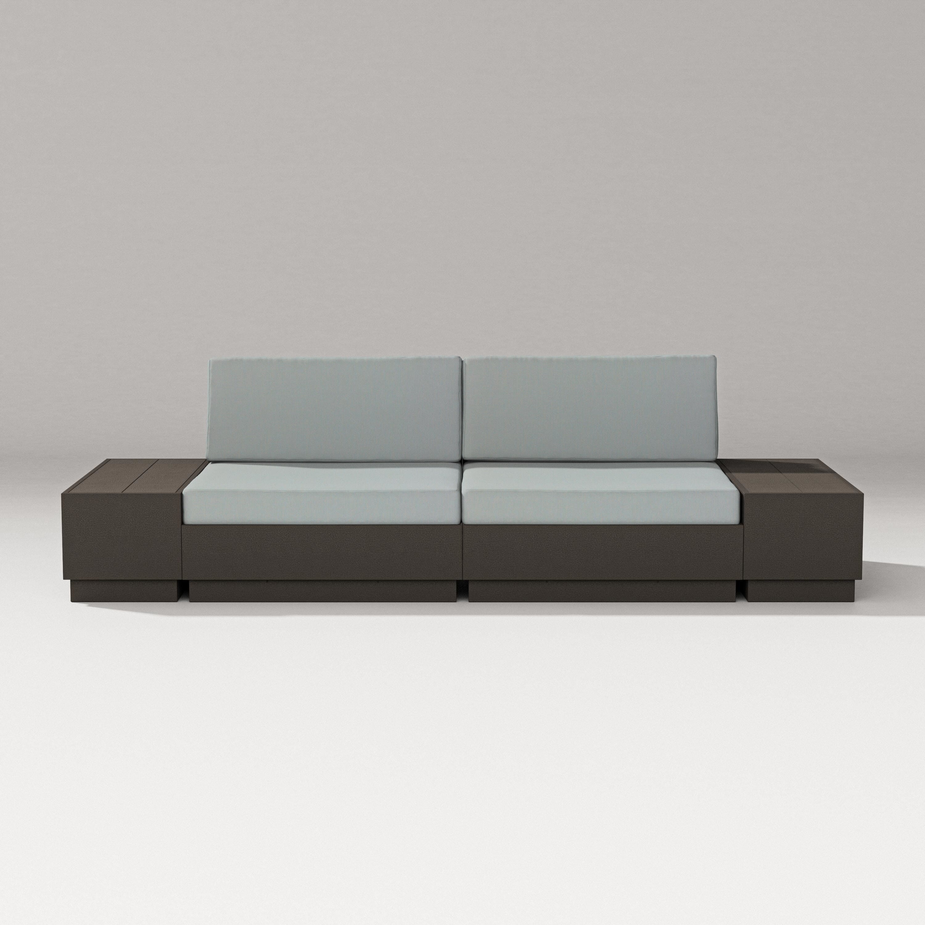 PW Designer Series Elevate 4-Piece Loveseat Sectional in Vintage Coffee / Spa