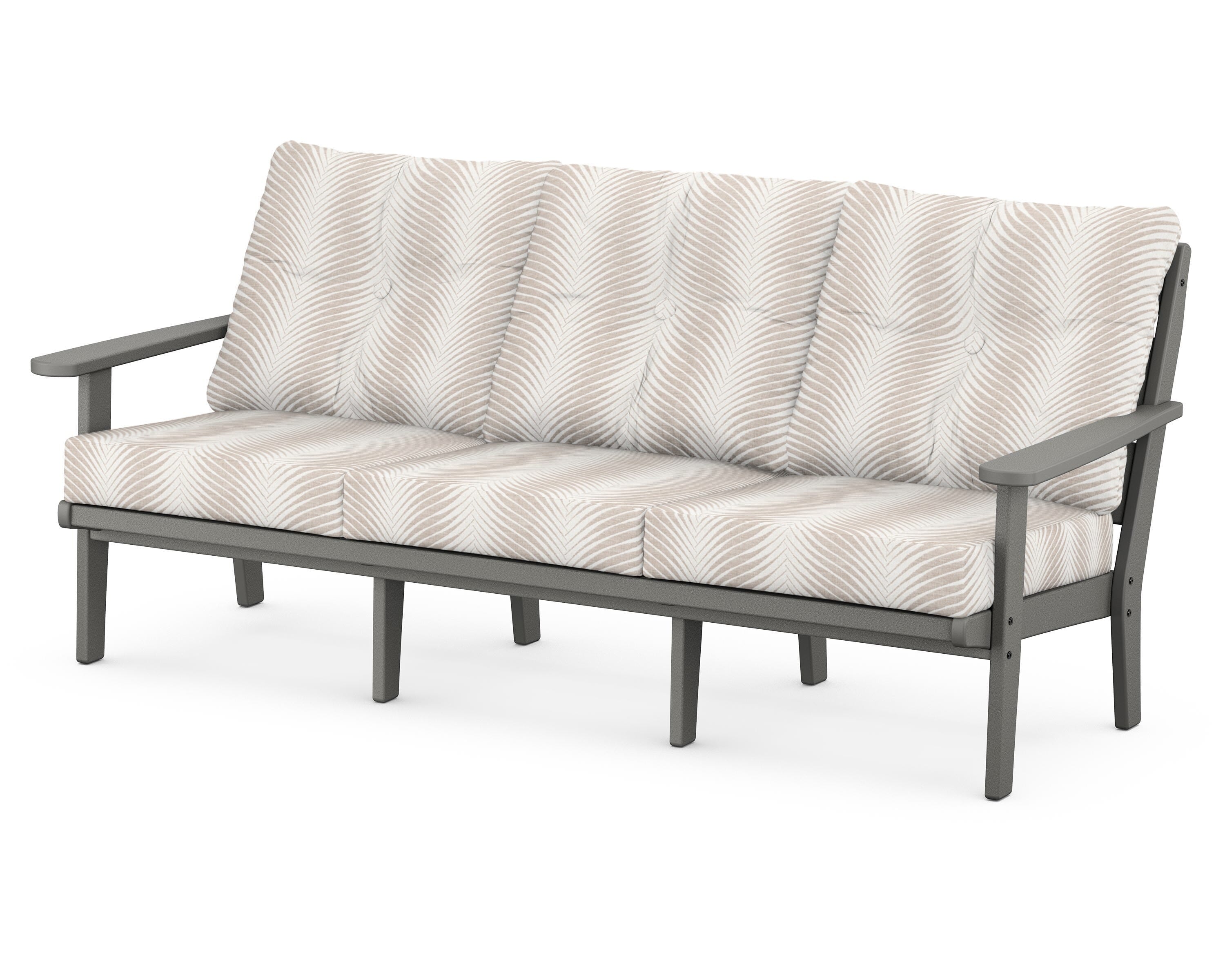POLYWOOD® Lakeside Deep Seating Sofa in Slate Grey / Clock Out Cloud