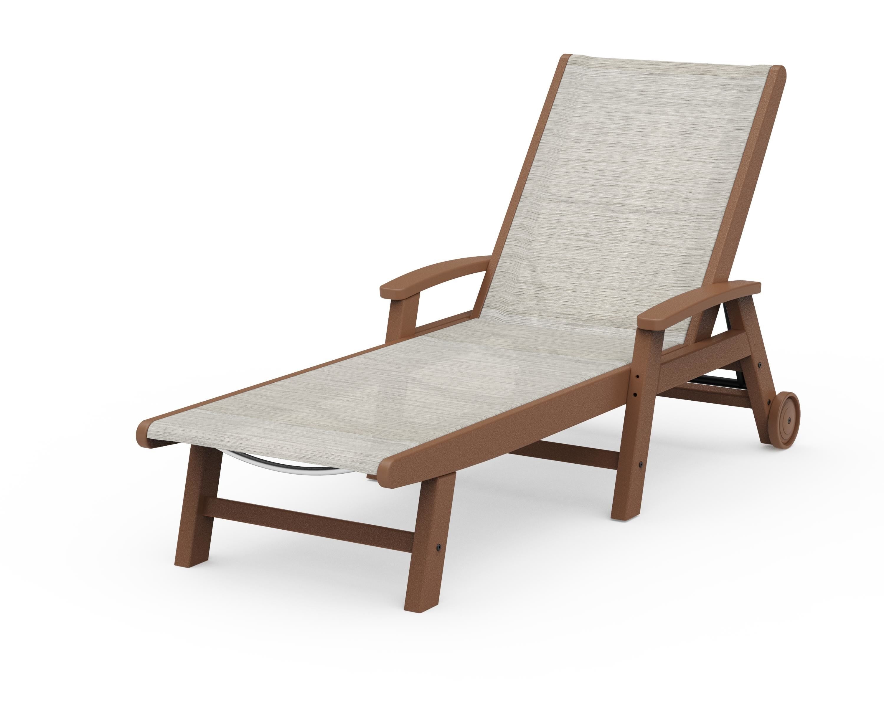 POLYWOOD® Coastal Chaise with Wheels in Teak / Birch Sling
