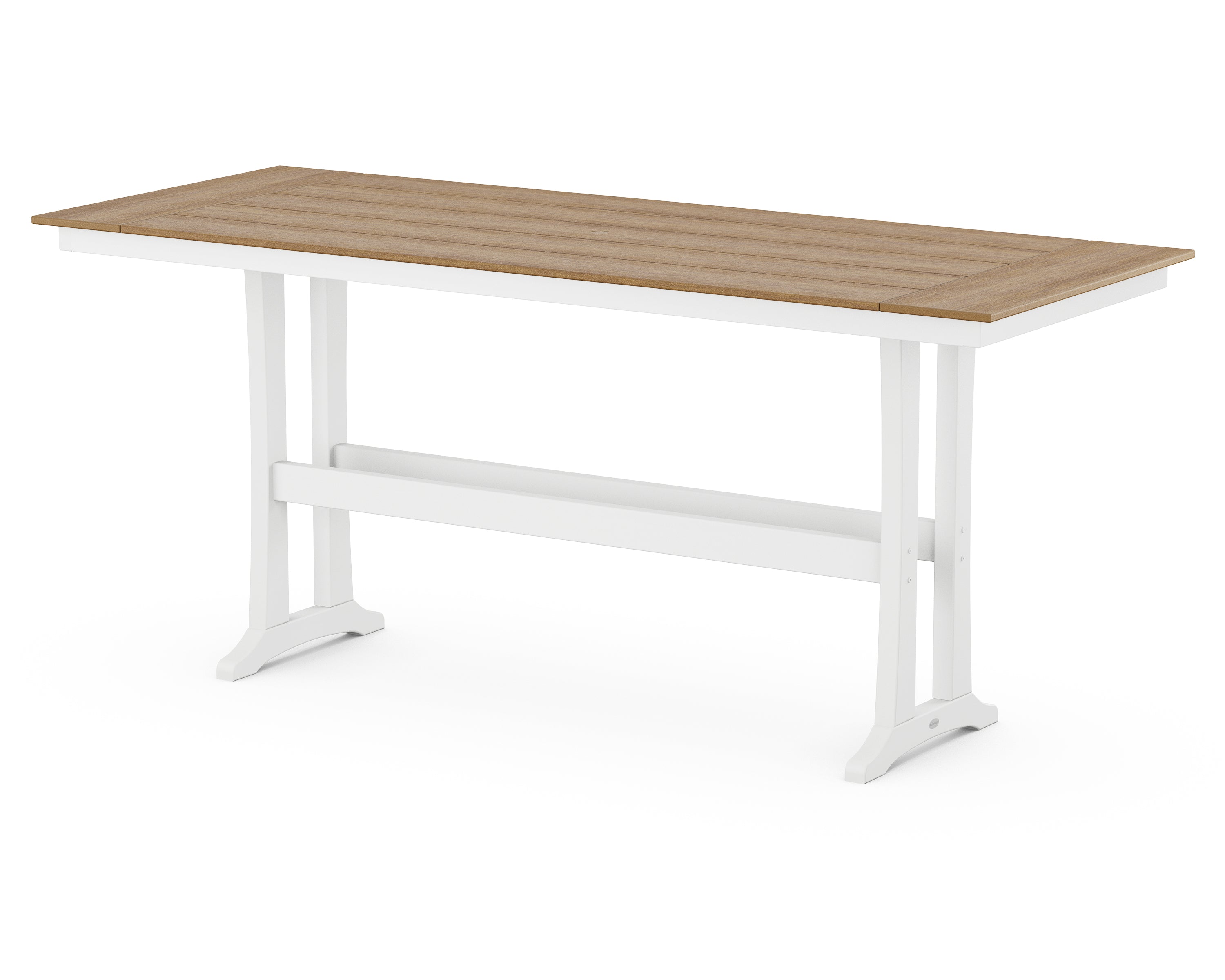 POLYWOOD® Farmhouse Trestle 38" x 96" Bar Table in White / Natural