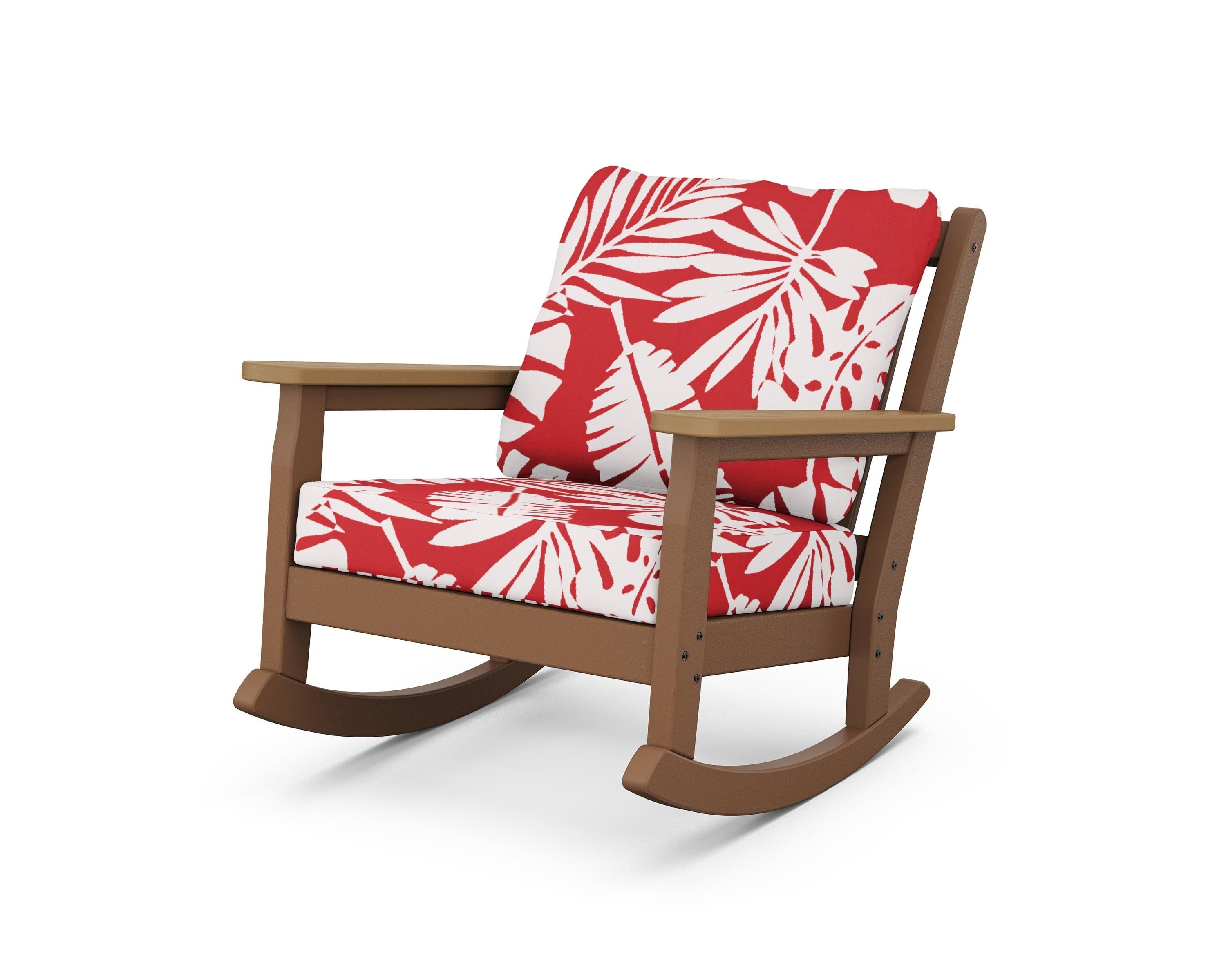 POLYWOOD® Chippendale Deep Seating Rocking Chair in Teak / Natural / Leaf Crimson
