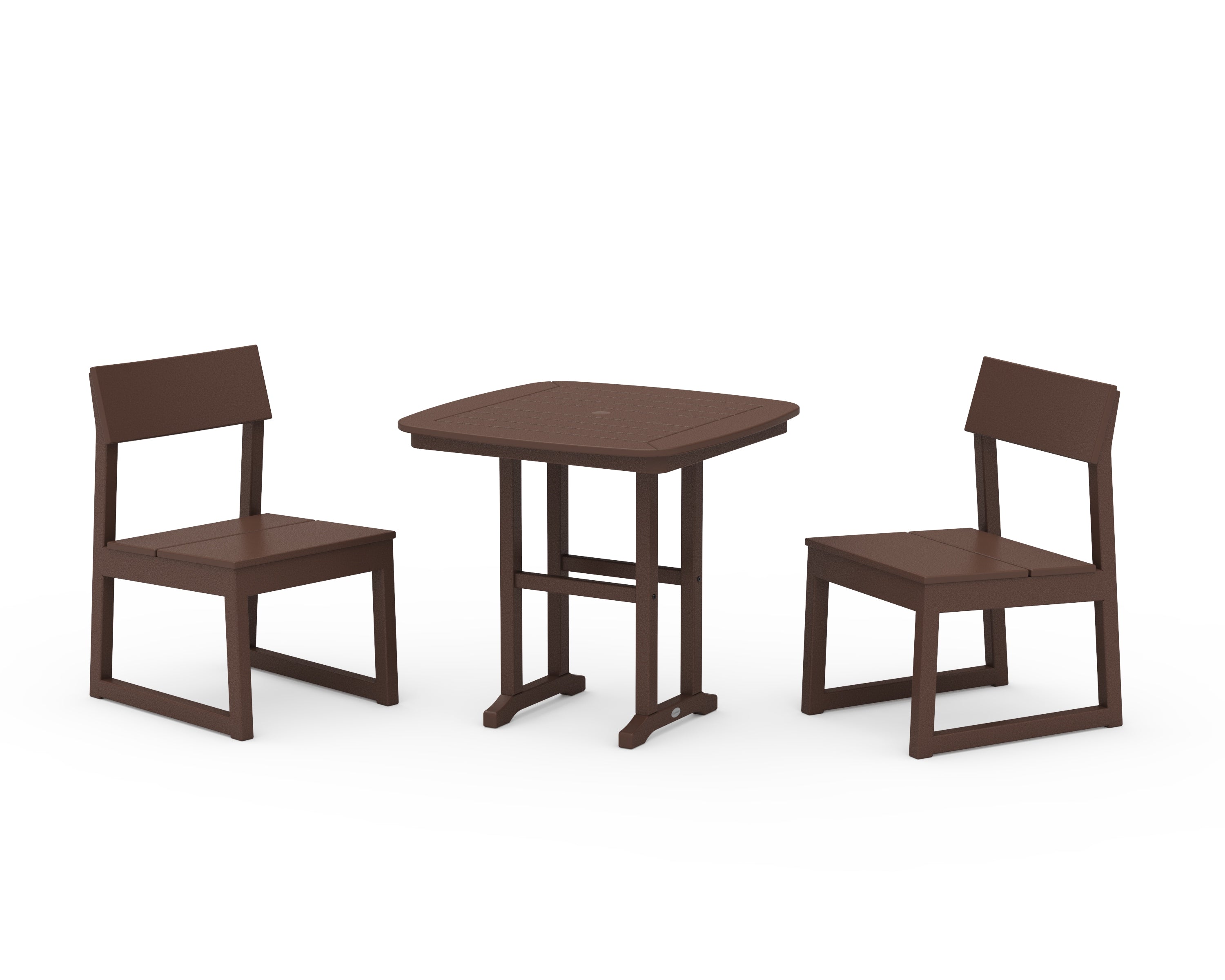 POLYWOOD® EDGE Side Chair 3-Piece Dining Set in Mahogany