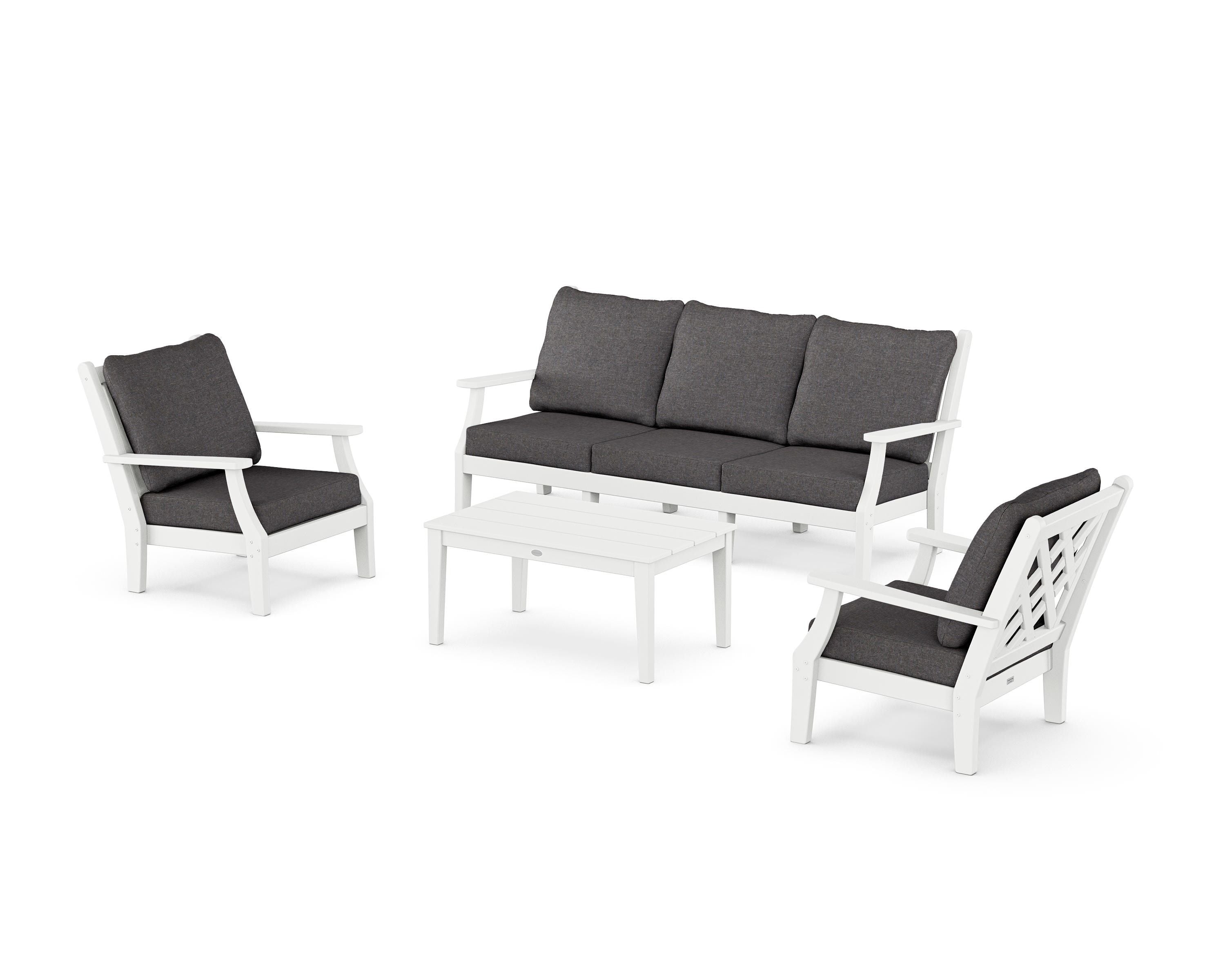Country Living Wovendale 4-Piece Deep Seating Set with Sofa in White / Ash Charcoal