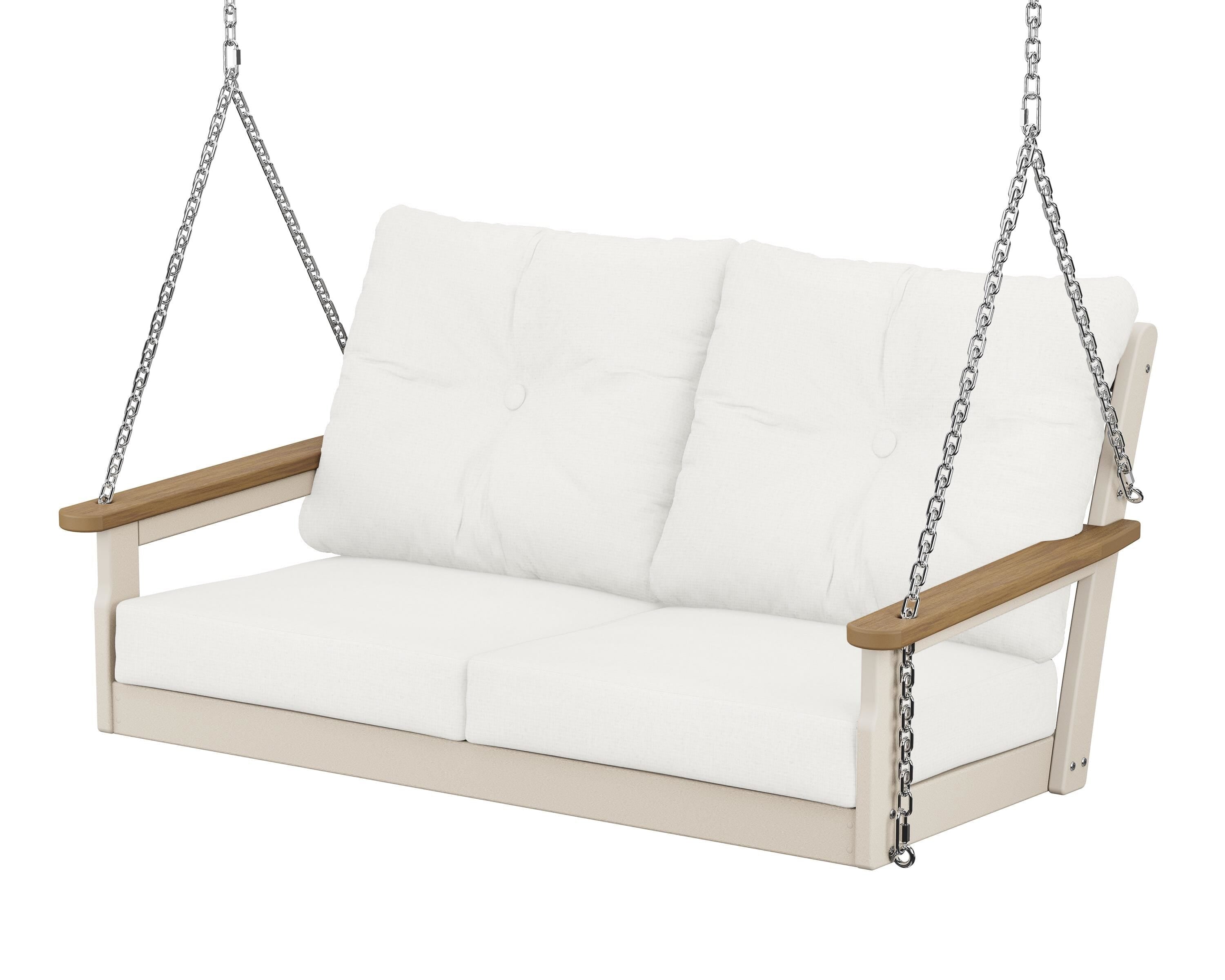 POLYWOOD® Vineyard Deep Seating Swing in Sand / Natural / Natural Linen